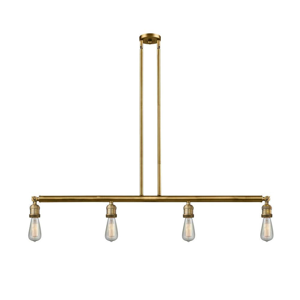 Bare Bulb - 4 Light - 48 inch - Brushed Brass - Stem Hung - Adjustable Island Light
