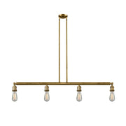 Bare Bulb - 4 Light - 48 inch - Brushed Brass - Stem Hung - Adjustable Island Light