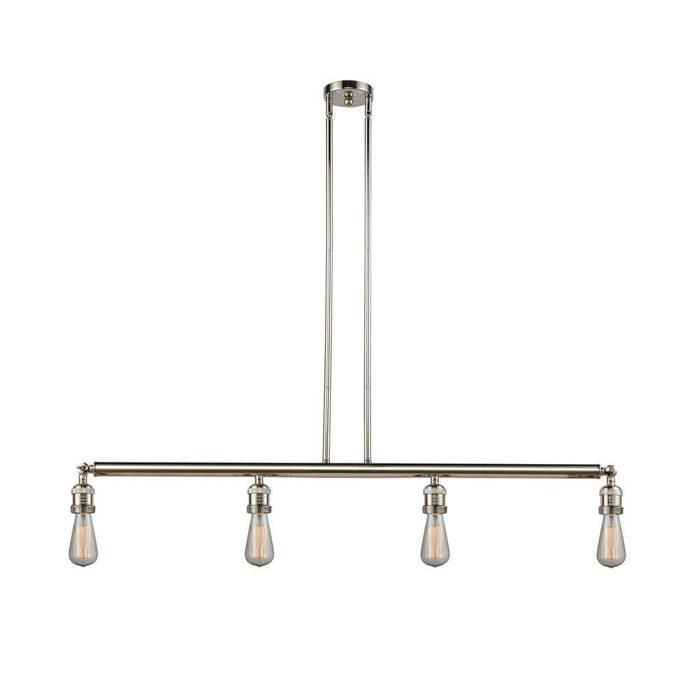 Bare Bulb - 4 Light - 48 inch - Polished Nickel - Stem Hung - Adjustable Island Light