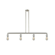 Bare Bulb - 4 Light - 48 inch - Brushed Satin Nickel - Stem Hung - Adjustable Island Light