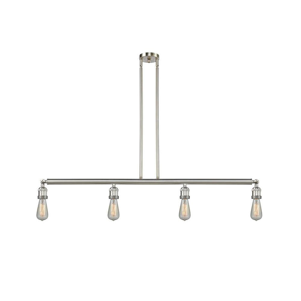 Bare Bulb - 4 Light - 48 inch - Brushed Satin Nickel - Stem Hung - Adjustable Island Light