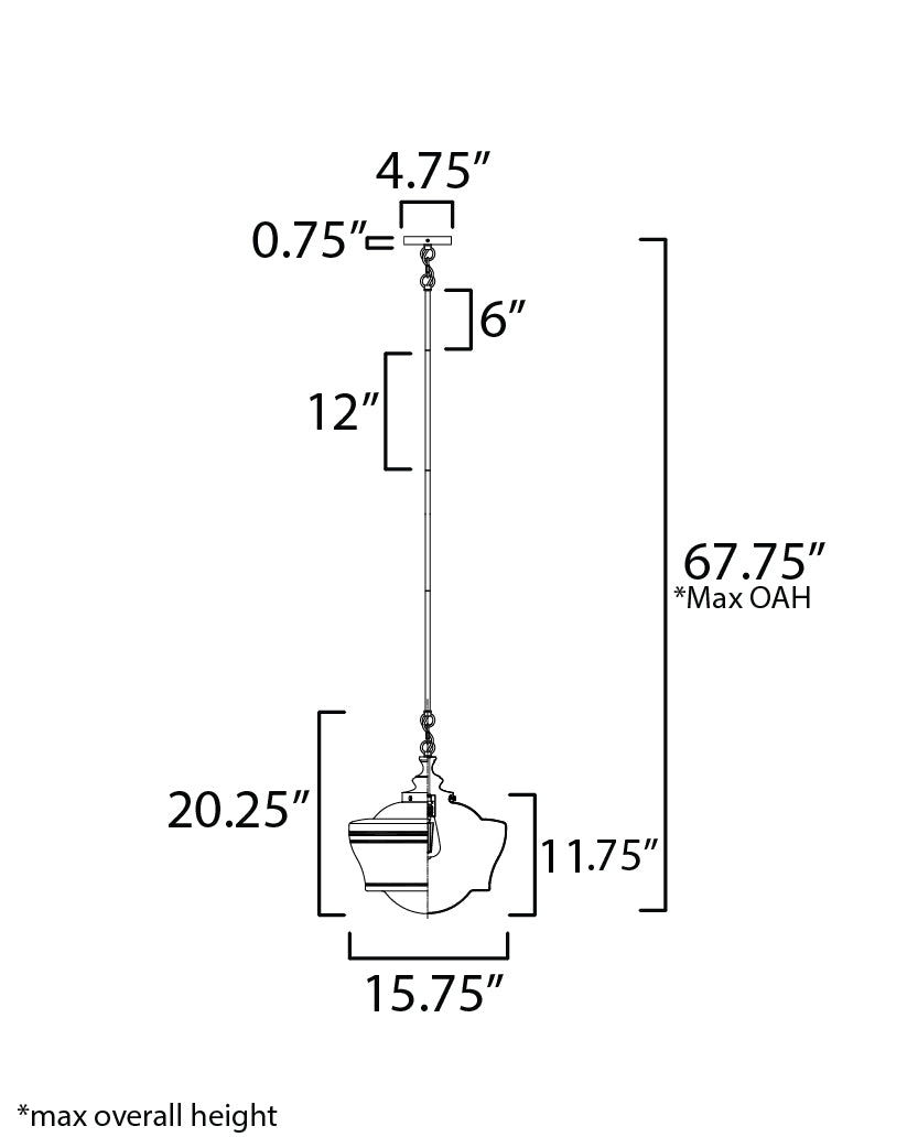 Maxim Eureka 21533WTBK Schoolhouse Pendant Light - White, Black