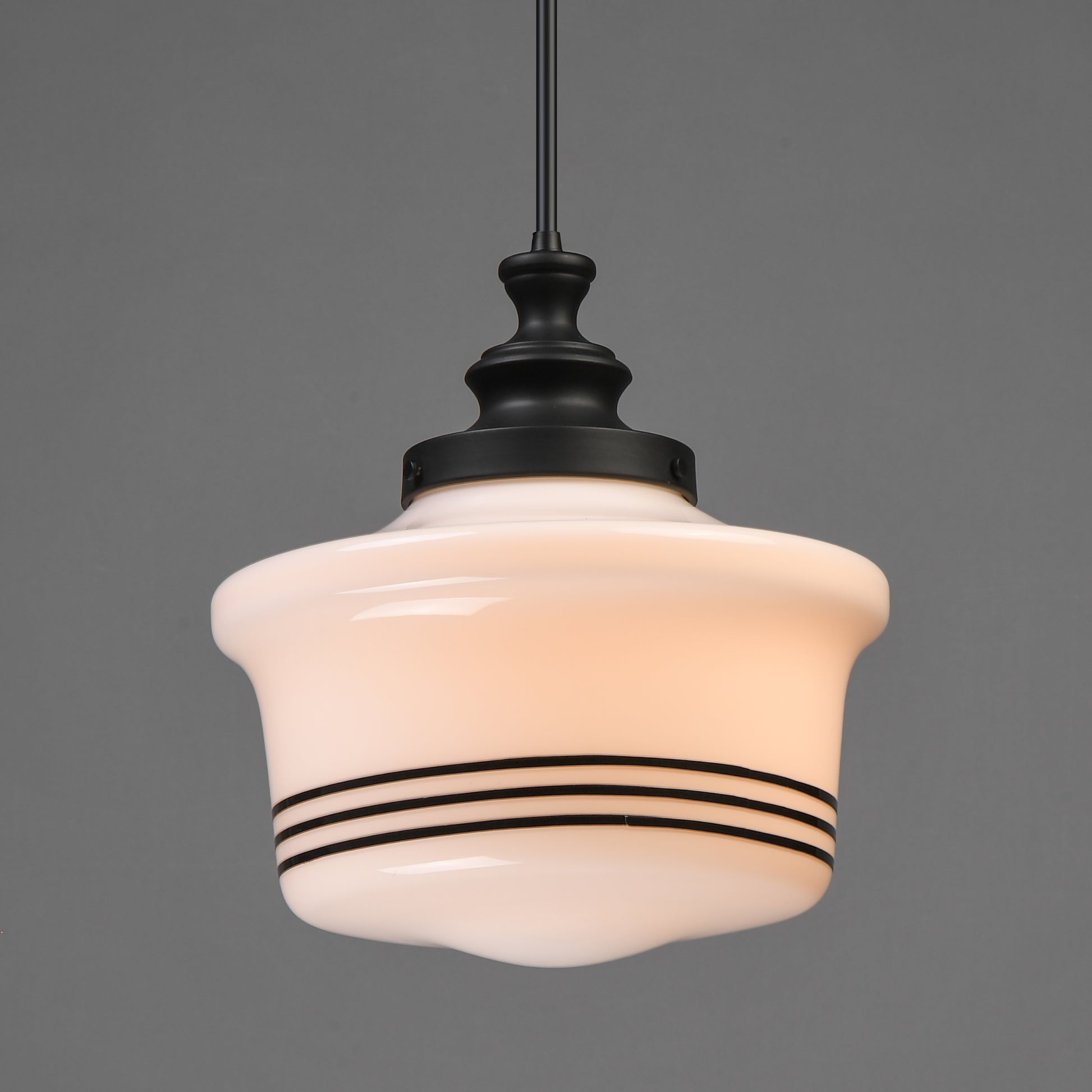 Maxim Eureka 21534WTBK Schoolhouse Pendant Light - White, Black