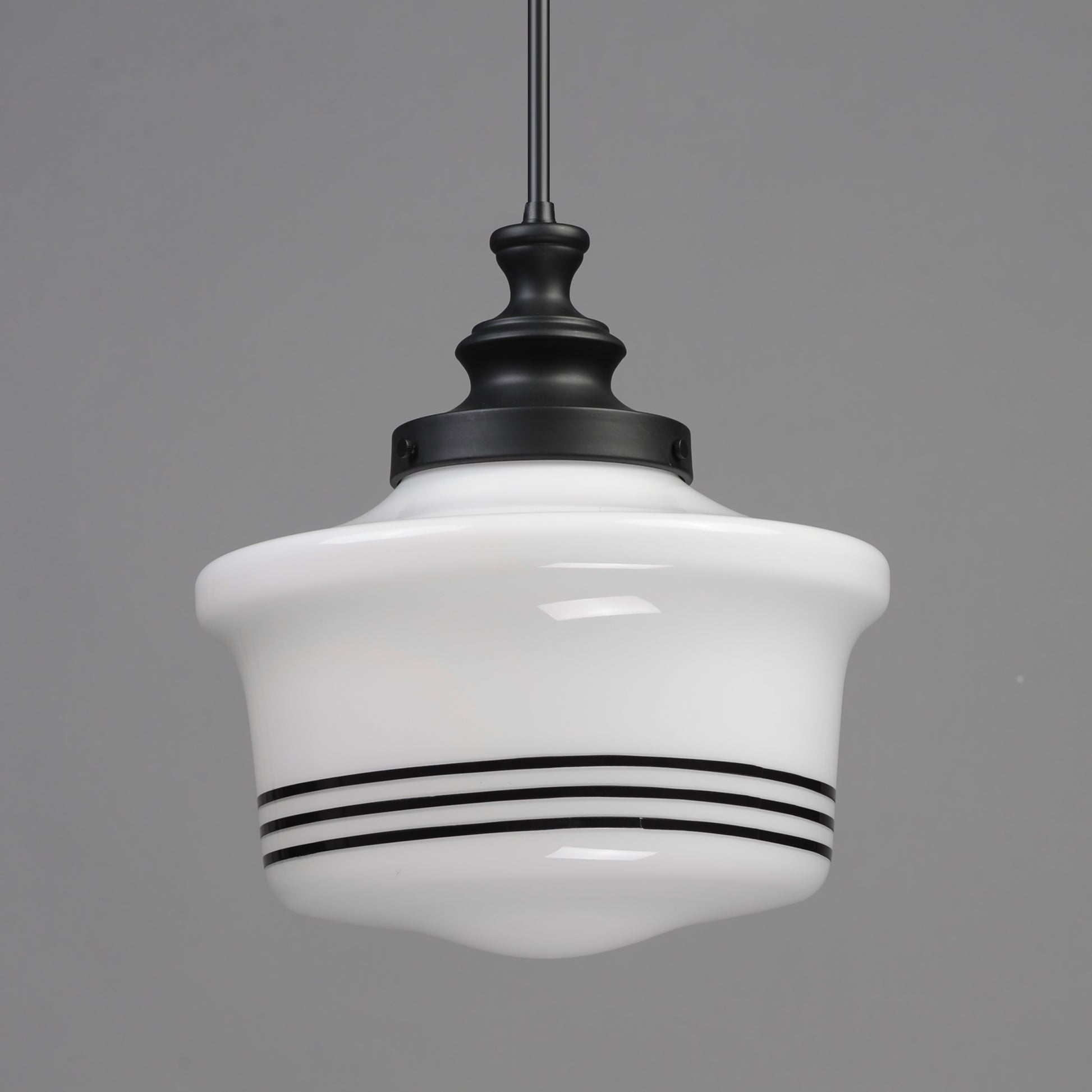 Maxim Eureka 21534WTBK Schoolhouse Pendant Light - White, Black