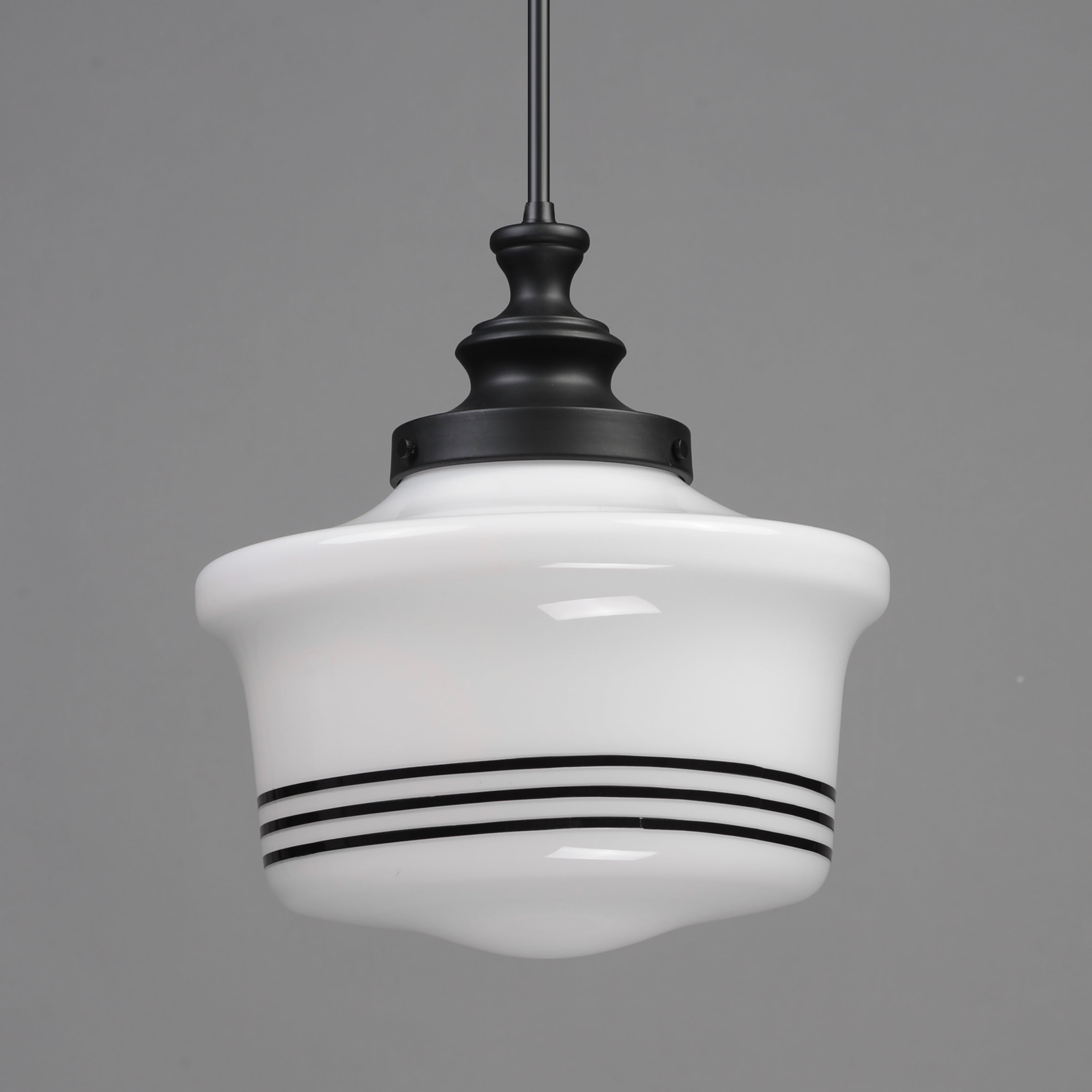Maxim Eureka 21534WTBK Schoolhouse Pendant Light - White, Black