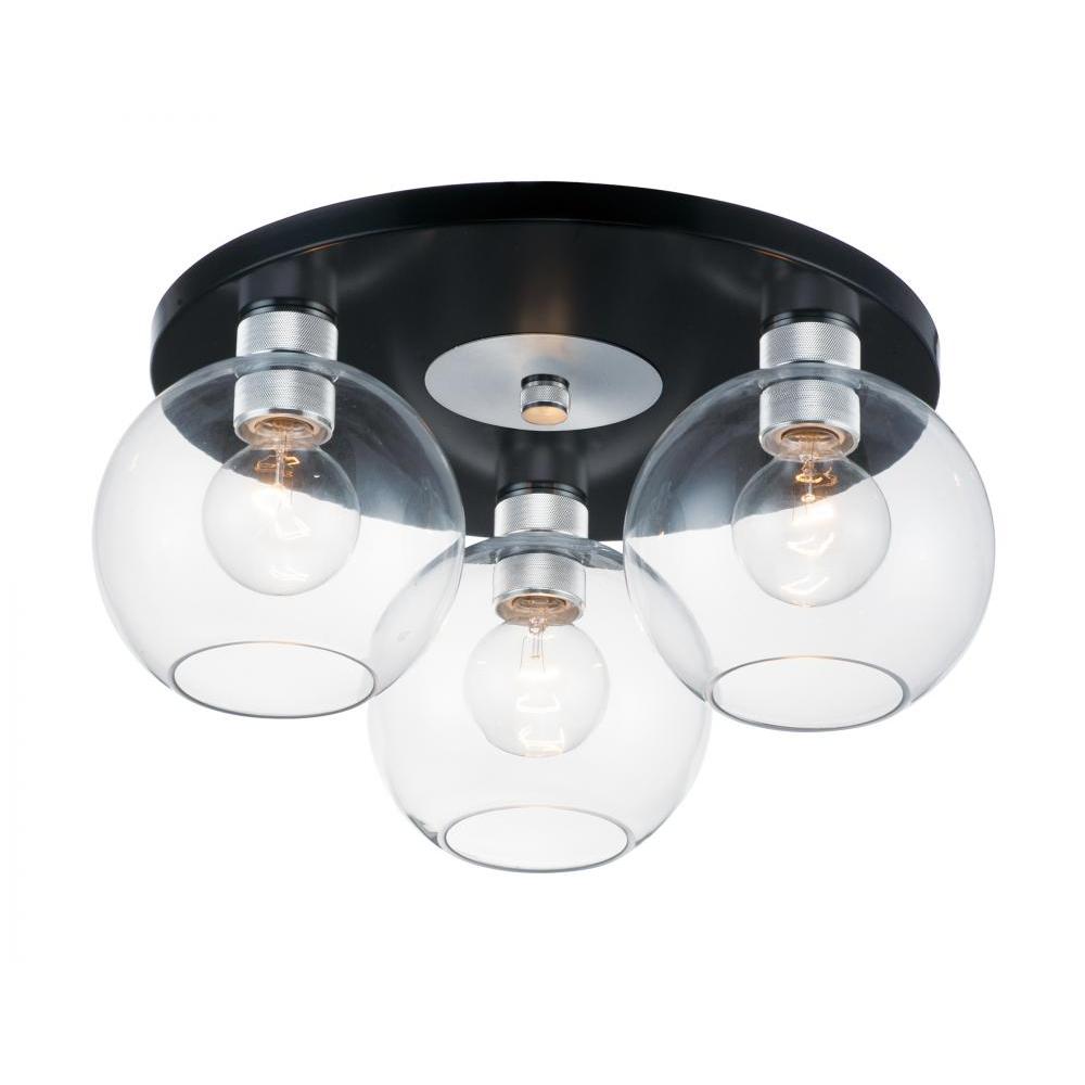 Vessel 17 Inch Flush Mount Light – Black / Brushed Aluminum
