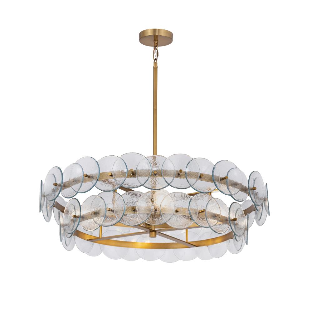 Loren 32 Inch 6 Light Multi-Tier Chandelier – Weathered Brass
