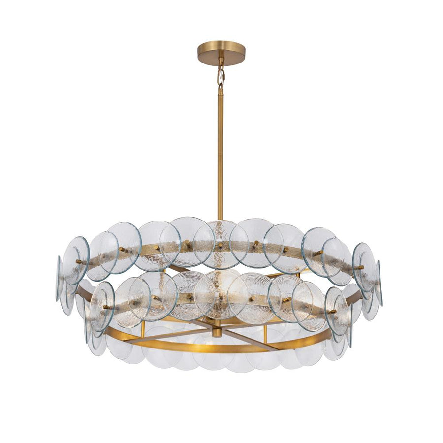 Loren 32 Inch 6 Light Multi-Tier Chandelier – Weathered Brass