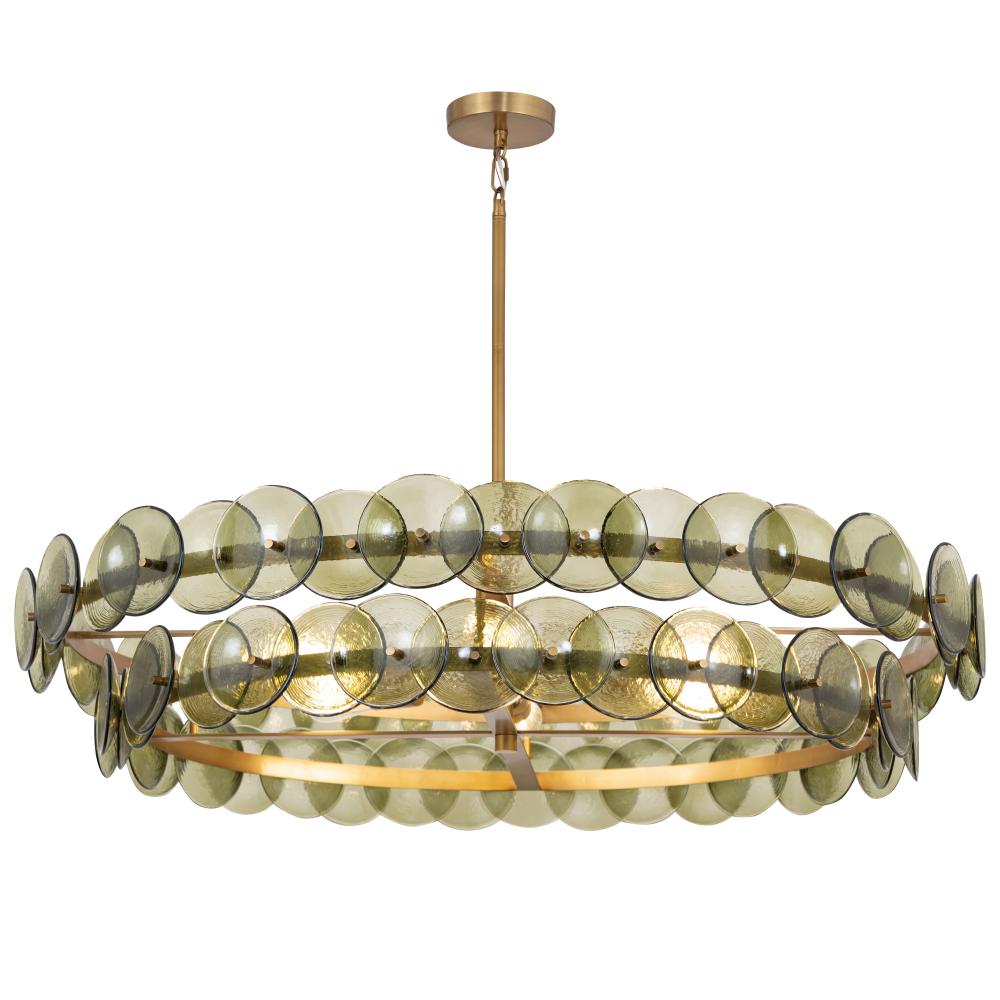 Loren 42 Inch 8 Light Multi-Tier Chandelier – Weathered Brass