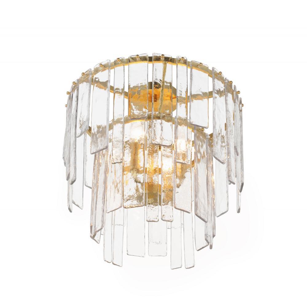 Warren 17.5 Inch Semi Flush Mount Light – Gold Leaf