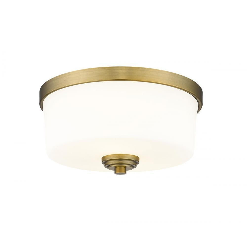 2 Light Flush Mount Light-Etched White