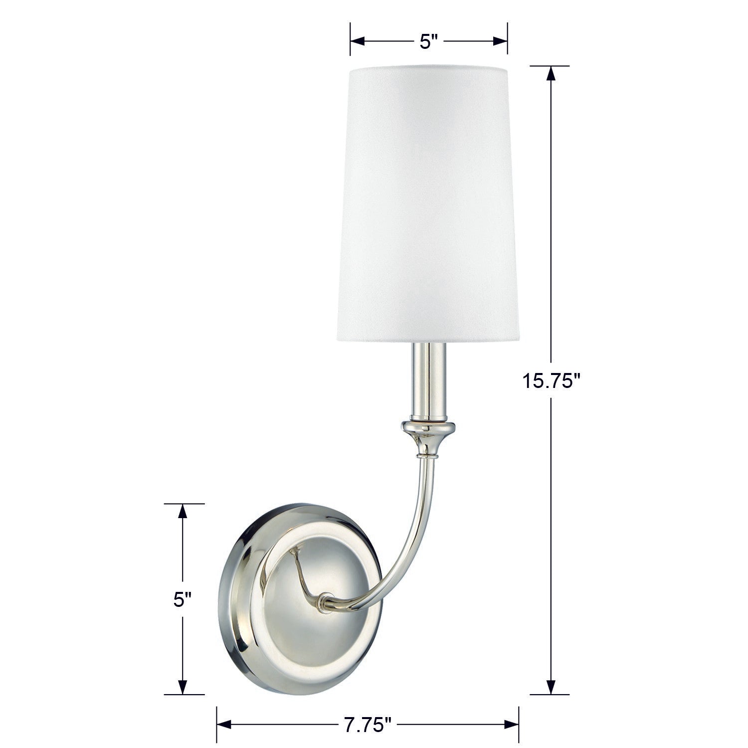 Crystorama Sylvan 2241-PN – 4.75 Inch – 1 Light – Sconce – Polished Nickel – Damp Rated