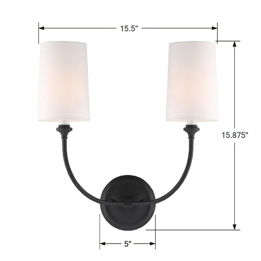 Crystorama Sylvan 2242-BF – 15.5 Inch – 2 Light – Sconce – Black Forged – Damp Rated