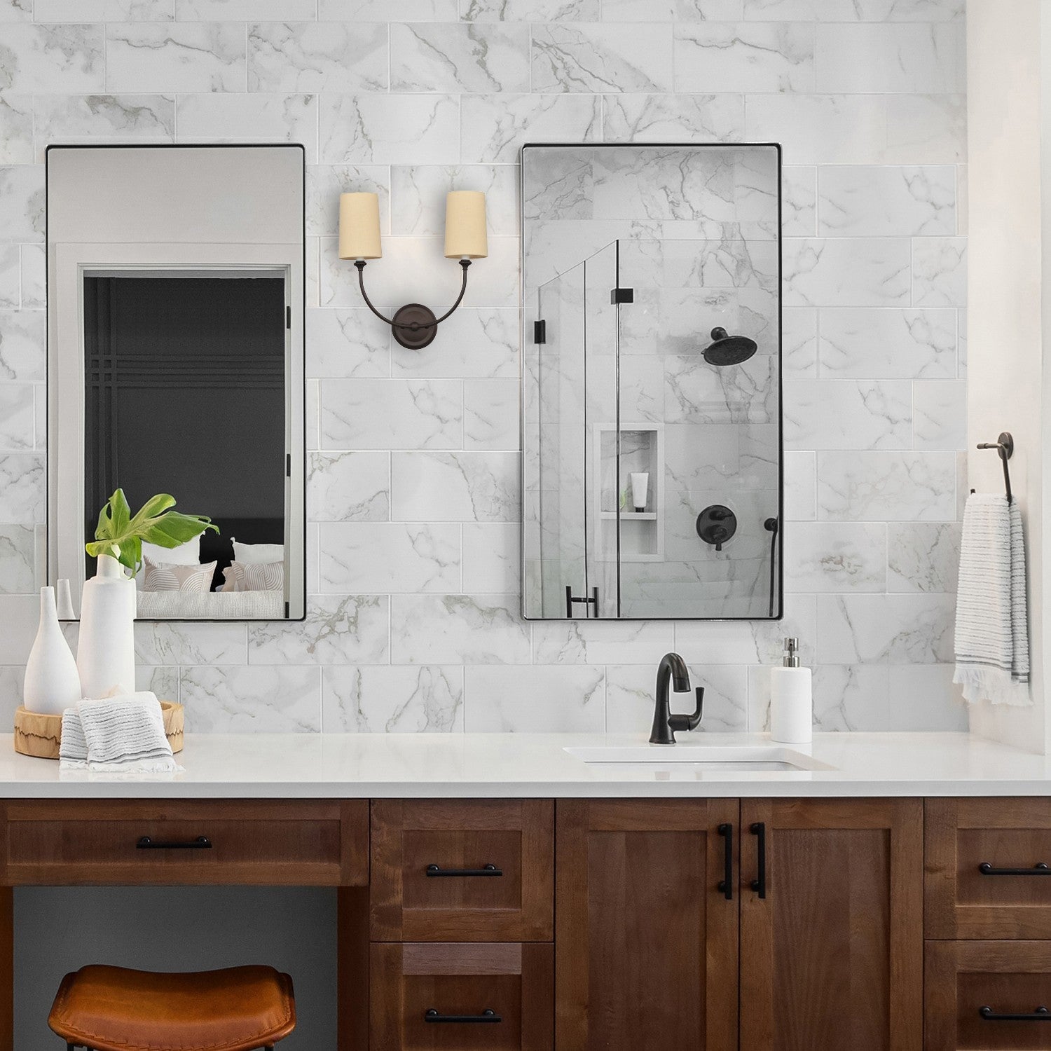 Crystorama Sylvan 2242-DB – 15.5 Inch – 2 Light – Sconce – Dark Bronze – Dry Rated