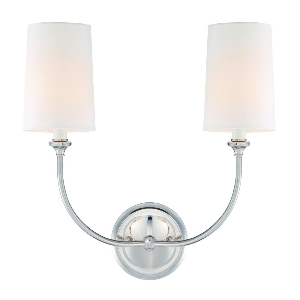 Crystorama 2242-PN Libby Langdon Sylvan 2 Light Sconce, UL Damp Rated, Polished Nickel