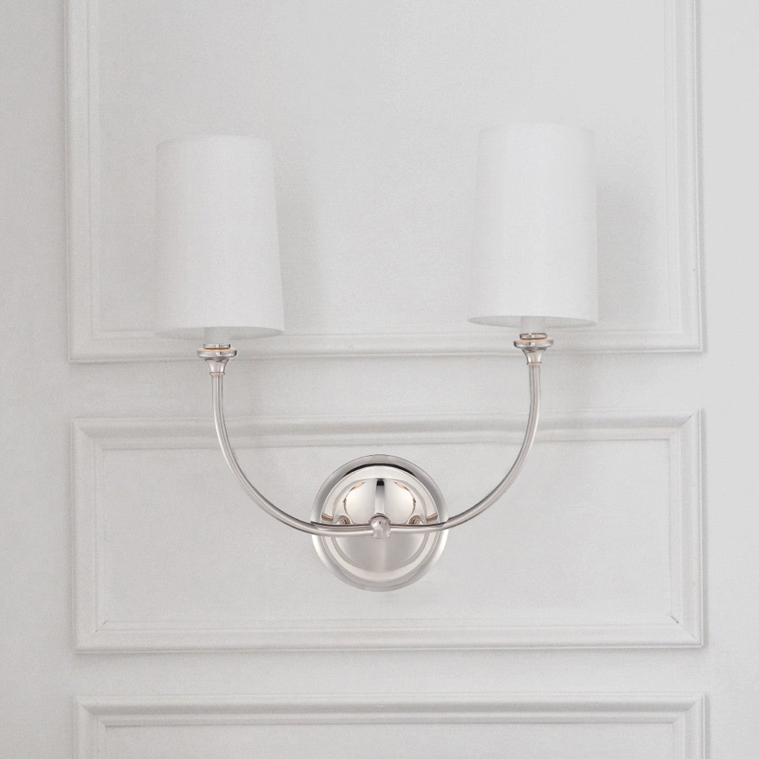 Crystorama Sylvan 2242-PN – 15.5 Inch – 2 Light – Sconce – Polished Nickel – Damp Rated