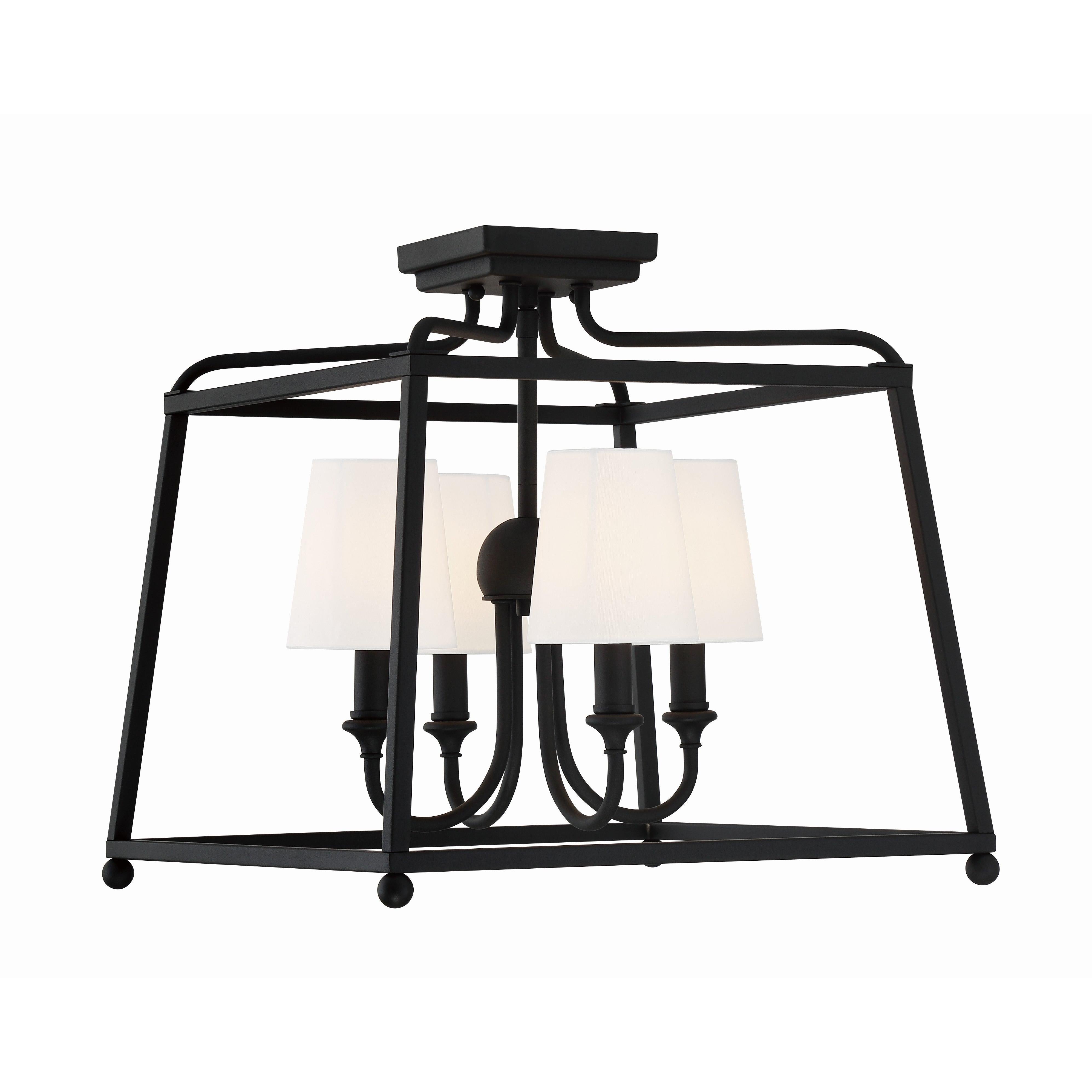 Crystorama Sylvan 2243-BF – 16 Inch – 4 Light – Semi Flush Mount Light – Black Forged – Dry Rated