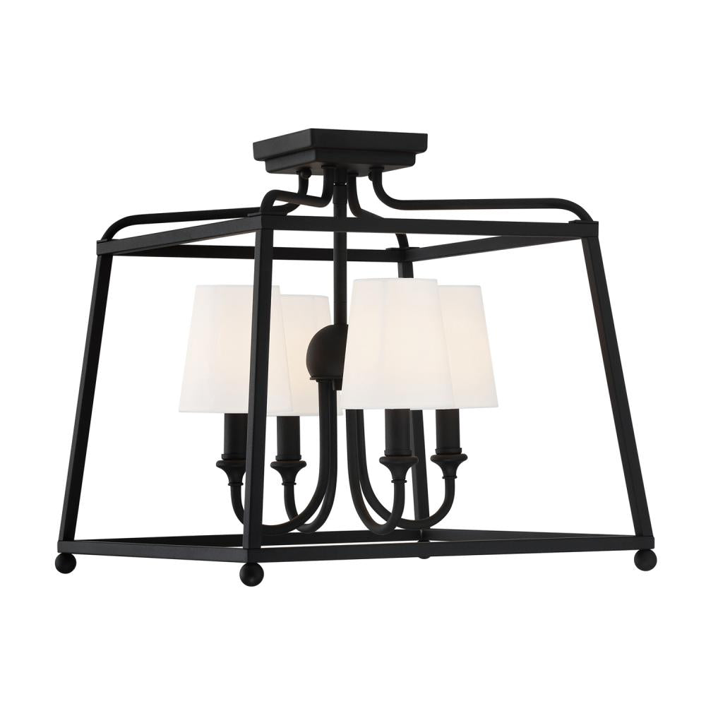 Crystorama Lighting 2243-BF Sylvan Semi Flush Mount, UL Dry Rated, Black Forged