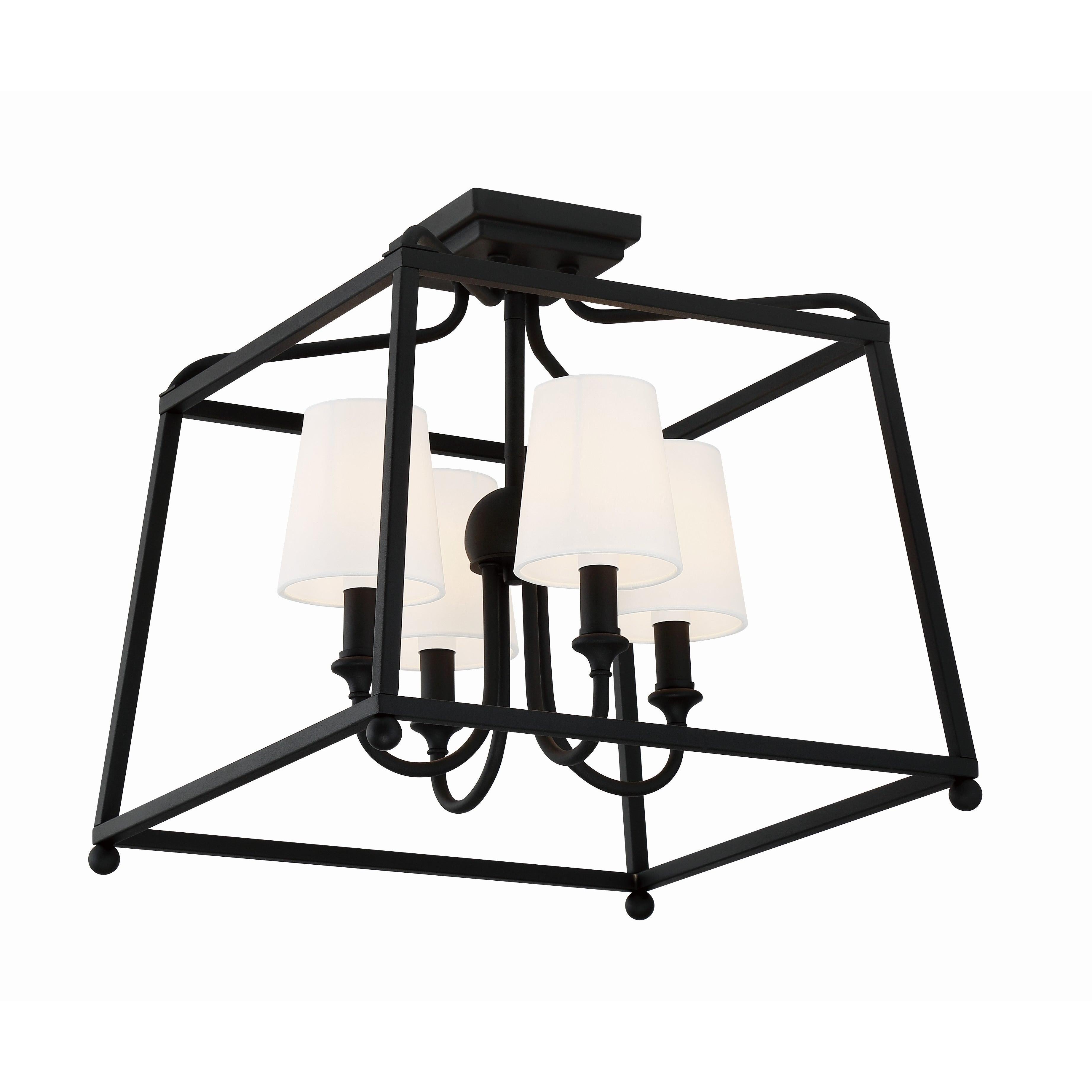 Crystorama Sylvan 2243-BF – 16 Inch – 4 Light – Semi Flush Mount Light – Black Forged – Dry Rated