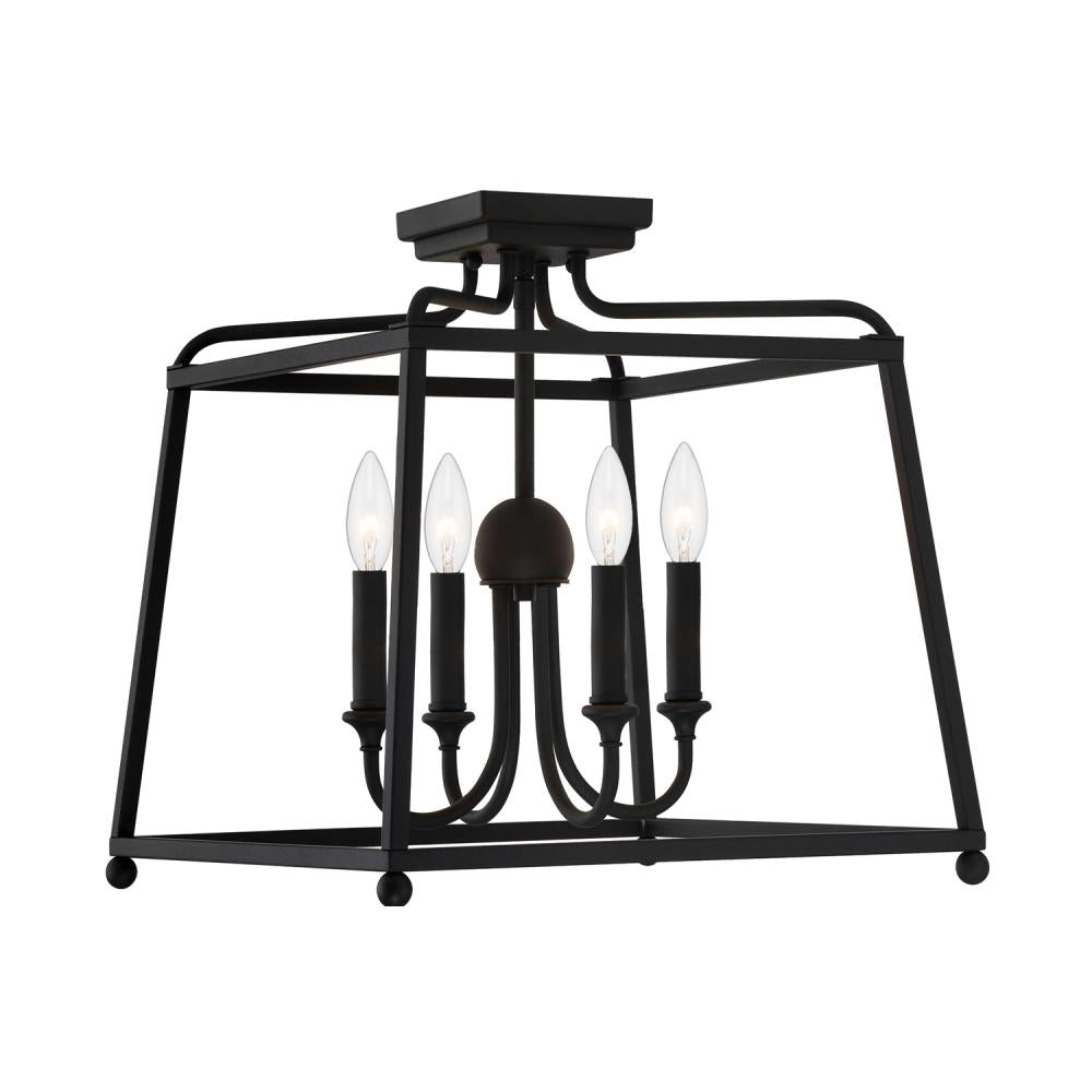 Crystorama SYLVAN 2243-BF_NOSHADE Semi Flush Mt Contemporary - Black Forged