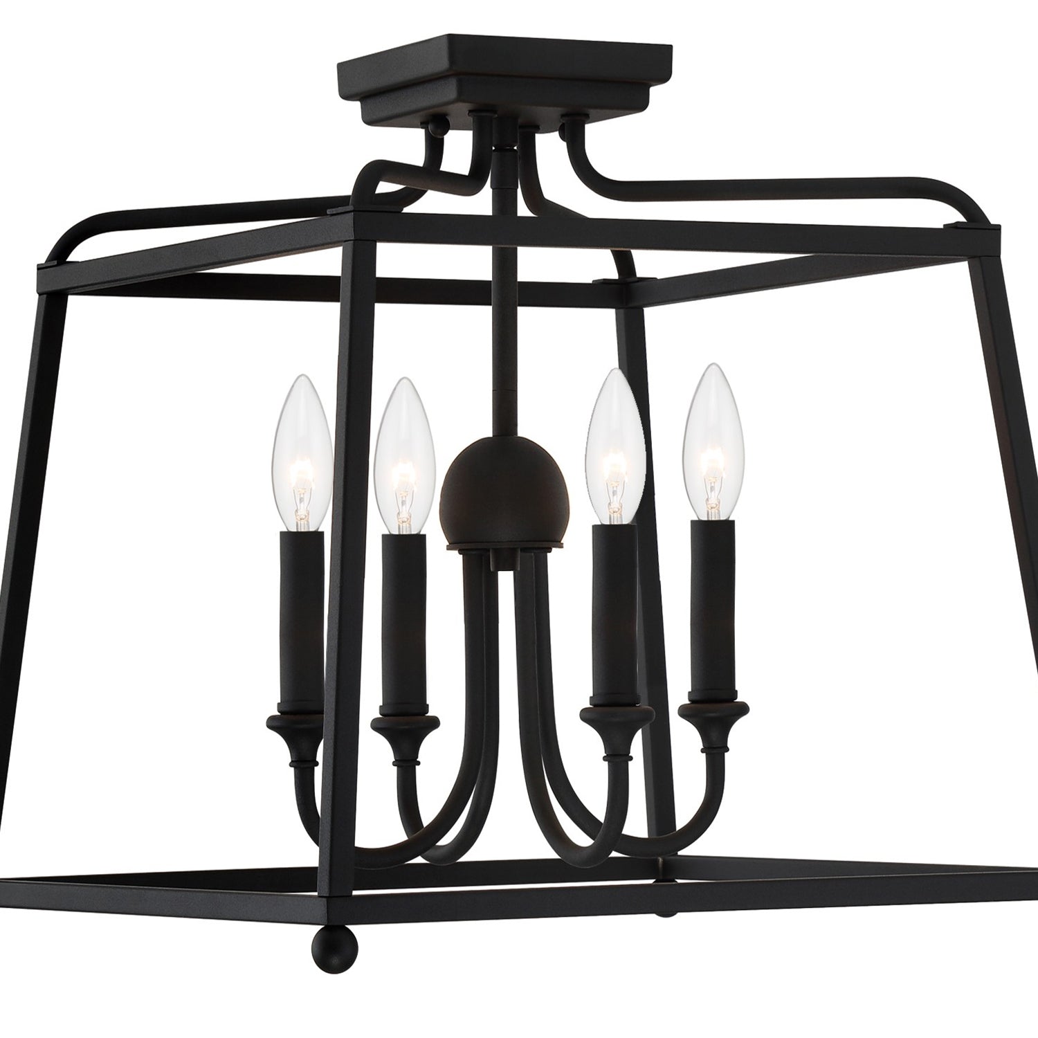 Crystorama Sylvan 2243-BF_NOSHADE – 16 Inch – 4 Light – Semi Flush Mount Light – Black Forged – Dry Rated