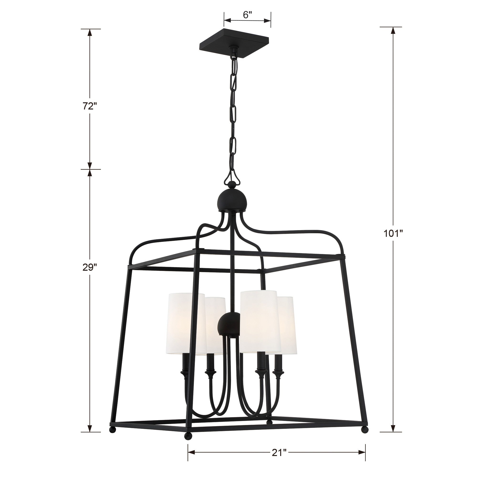 Crystorama Sylvan 2244-BF – 21.5 Inch – 4 Light – Chandelier – Black Forged – Dry Rated