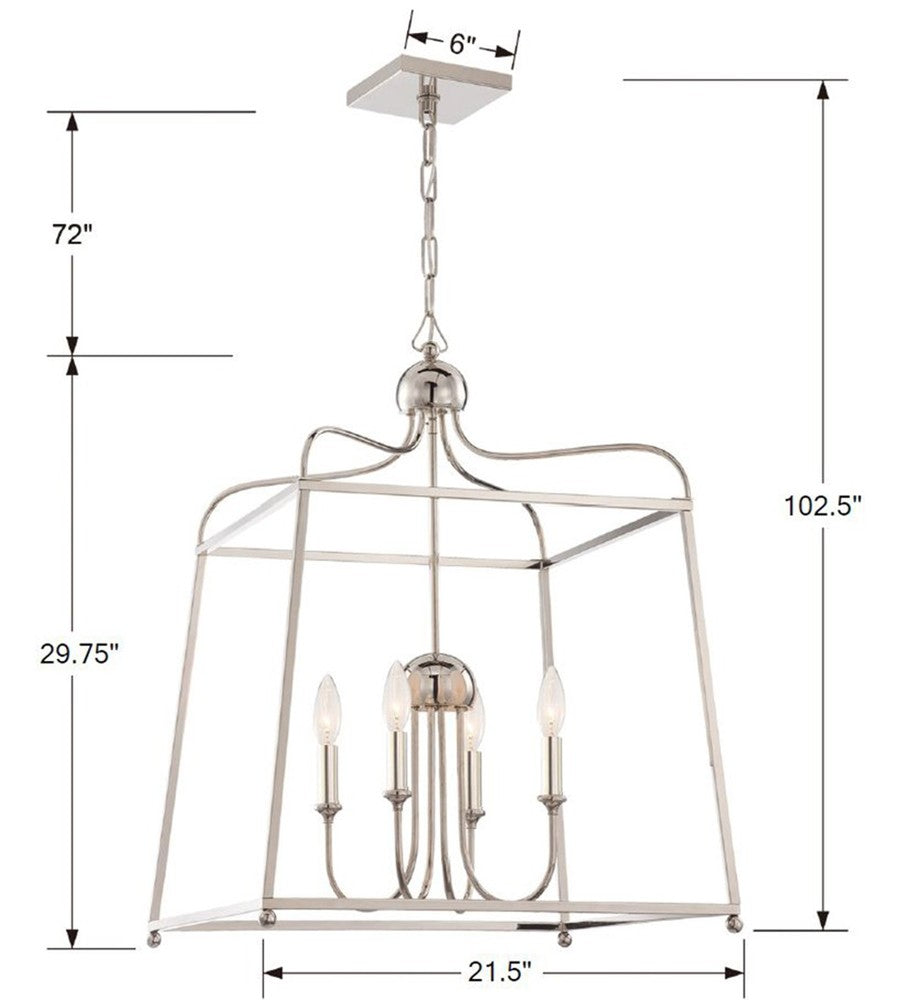 Crystorama SYLVAN 2244-PN_NOSHADE Chandelier Contemporary - Polished Nickel