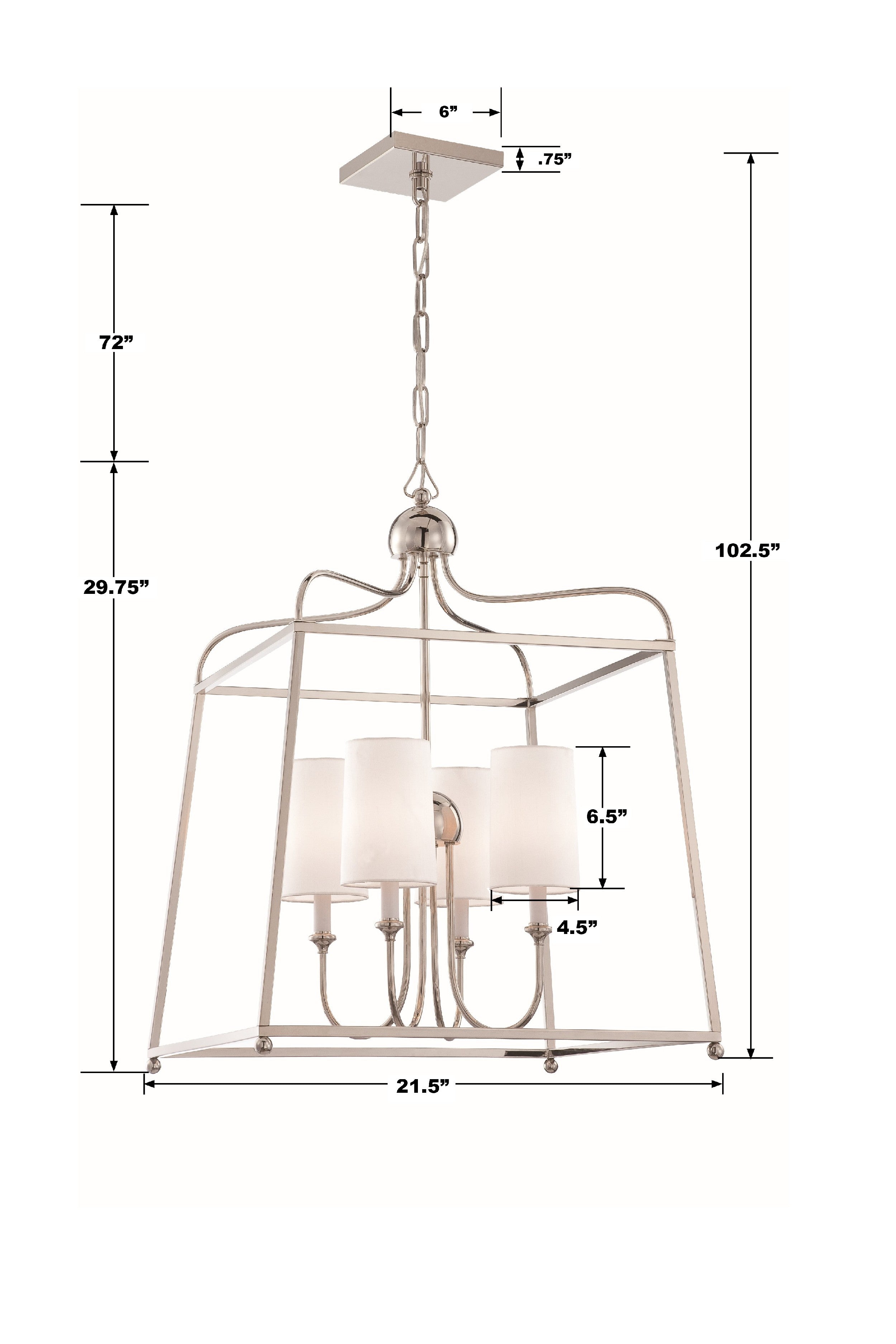 Crystorama Sylvan 2244-PN – 21.5 Inch – 4 Light – Chandelier – Polished Nickel – Dry Rated