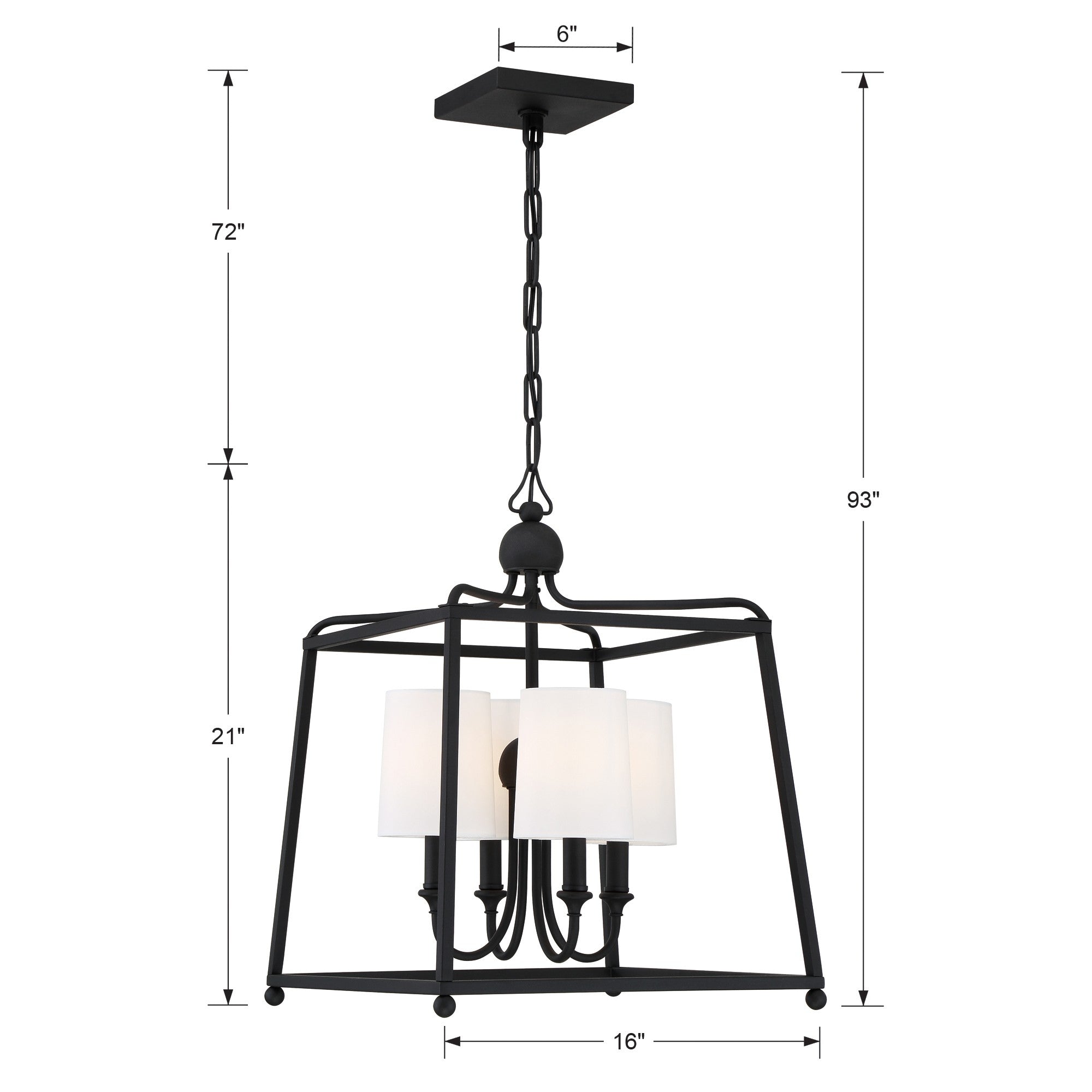 Crystorama Sylvan 2245-BF – 16 Inch – 4 Light – Chandelier – Black Forged – Dry Rated