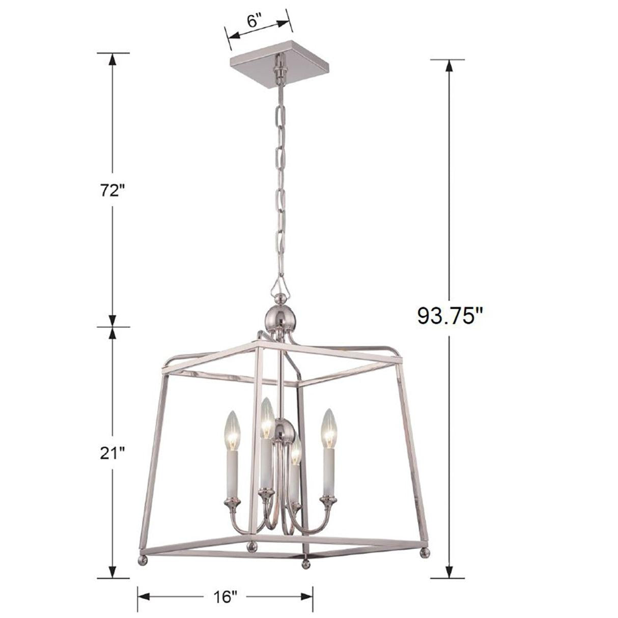 Crystorama Sylvan 2245-PN_NOSHADE – 16 Inch – 4 Light – Chandelier – Polished Nickel – Dry Rated