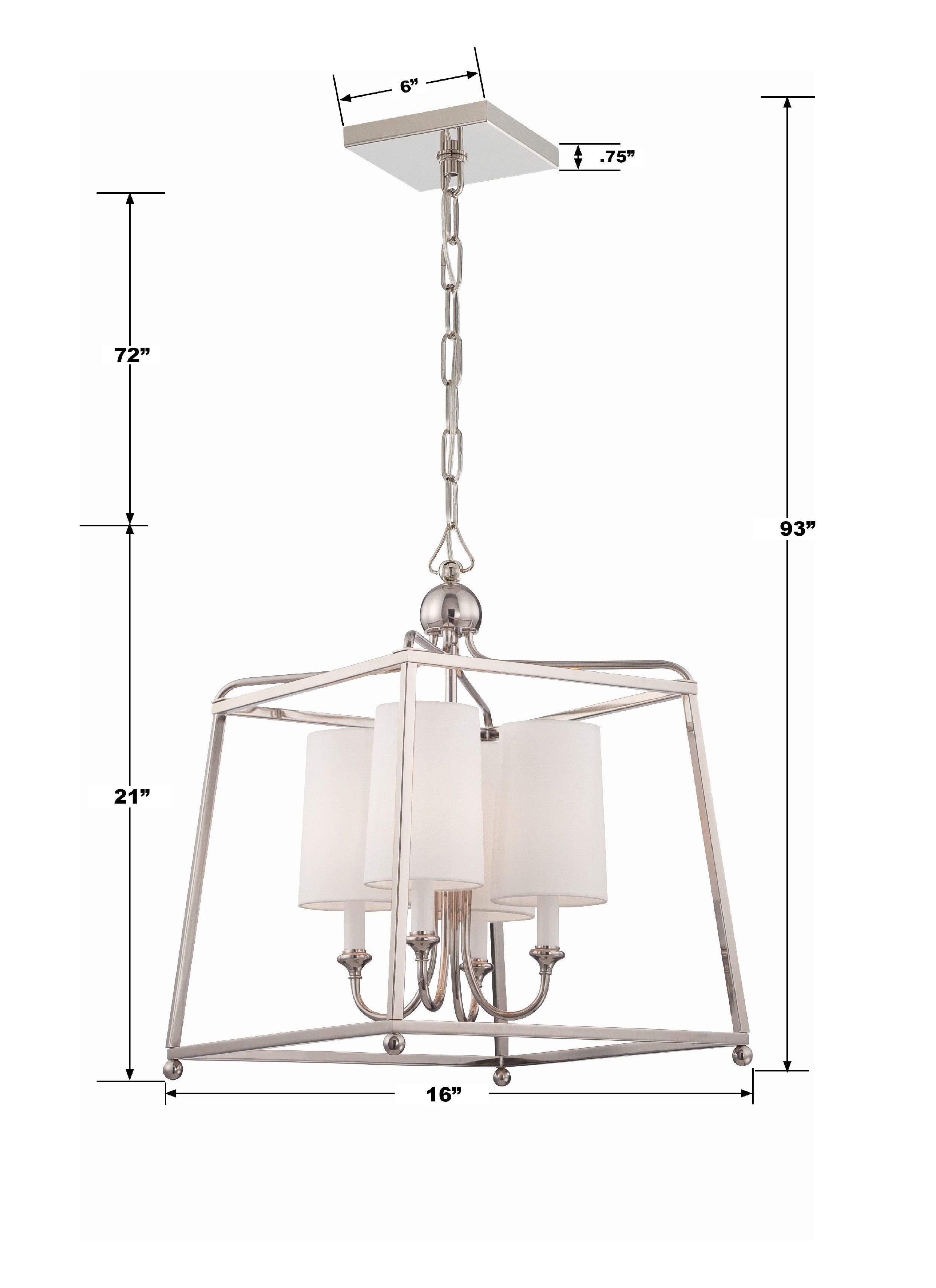 Crystorama Sylvan 2245-PN – 16 Inch – 4 Light – Chandelier – Polished Nickel – Dry Rated