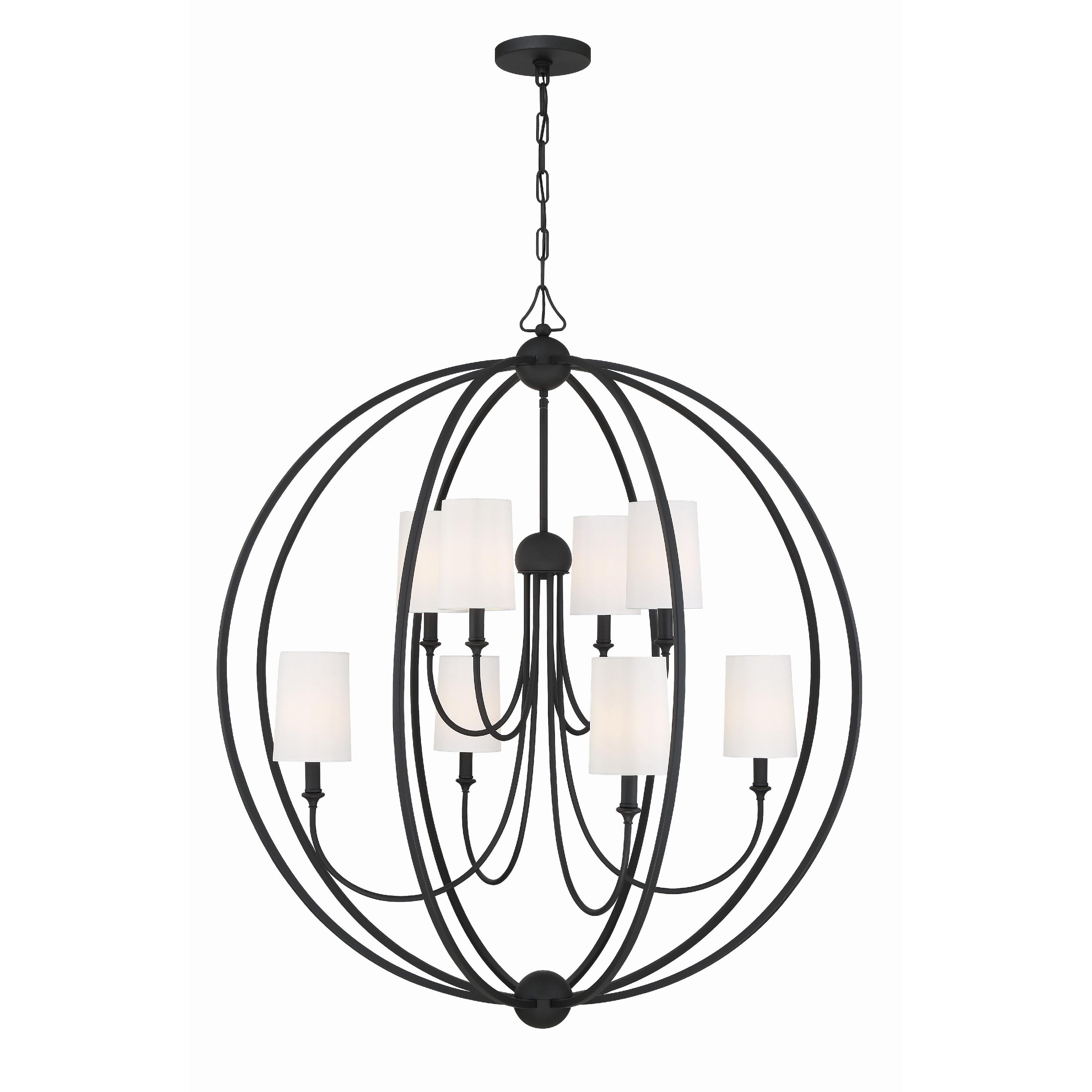 Crystorama Sylvan 2246-BF – 40 Inch – 8 Light – Chandelier – Black Forged – Dry Rated