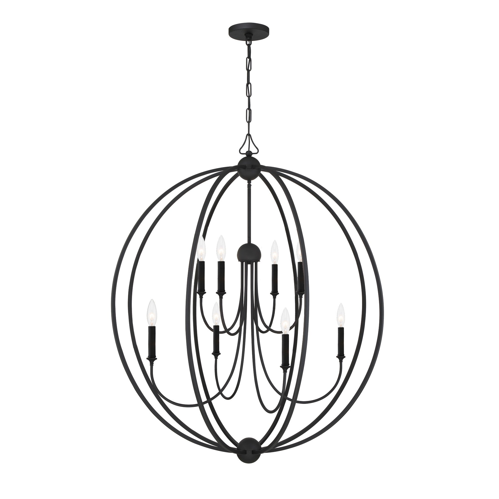 Crystorama Sylvan 2246-BF_NOSHADE – 40 Inch – 8 Light – Chandelier – Black Forged – Dry Rated
