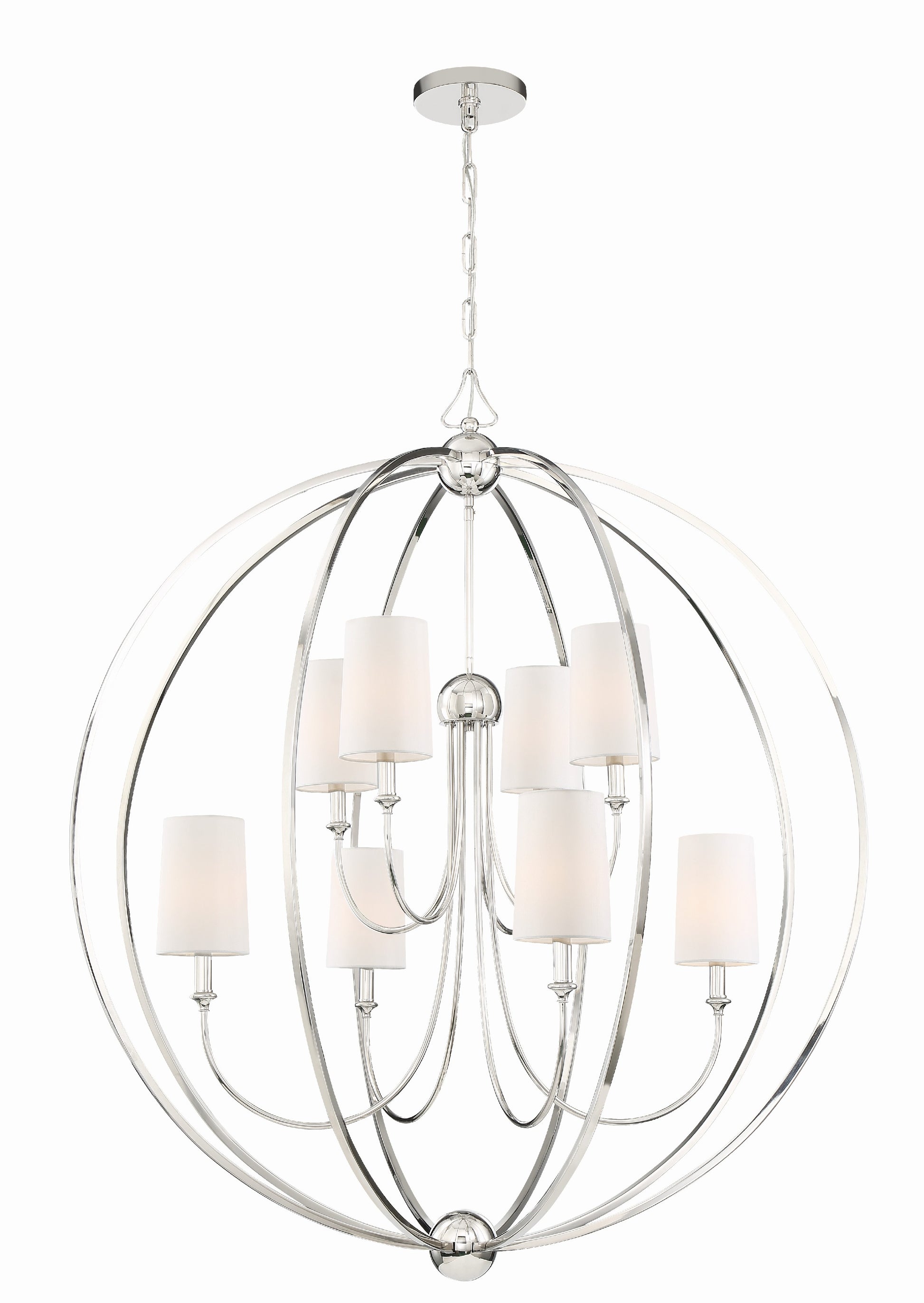 Crystorama Sylvan 2246-PN – 40 Inch – 8 Light – Chandelier – Polished Nickel – Dry Rated