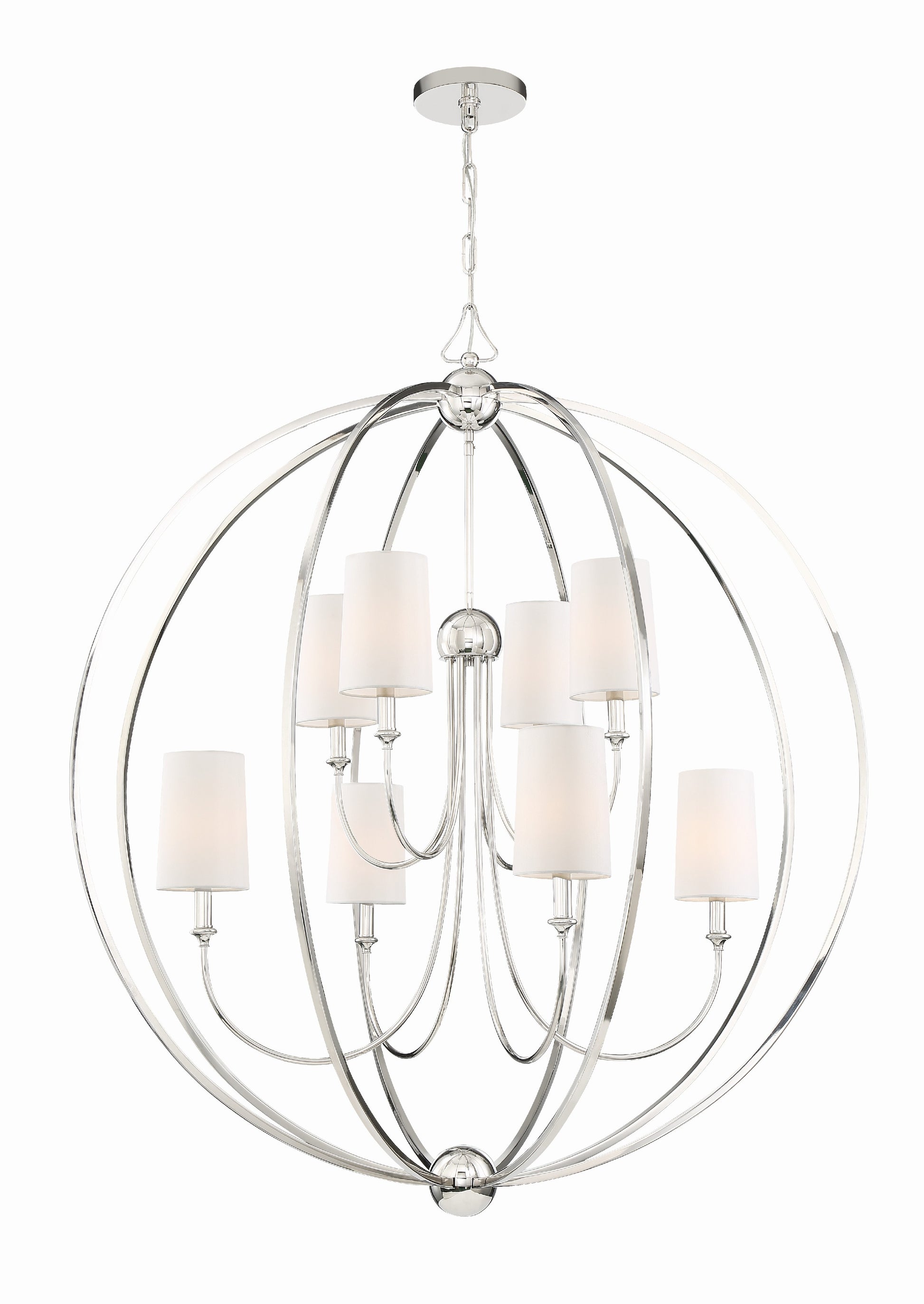Crystorama Sylvan 2246-PN – 40 Inch – 8 Light – Chandelier – Polished Nickel – Dry Rated