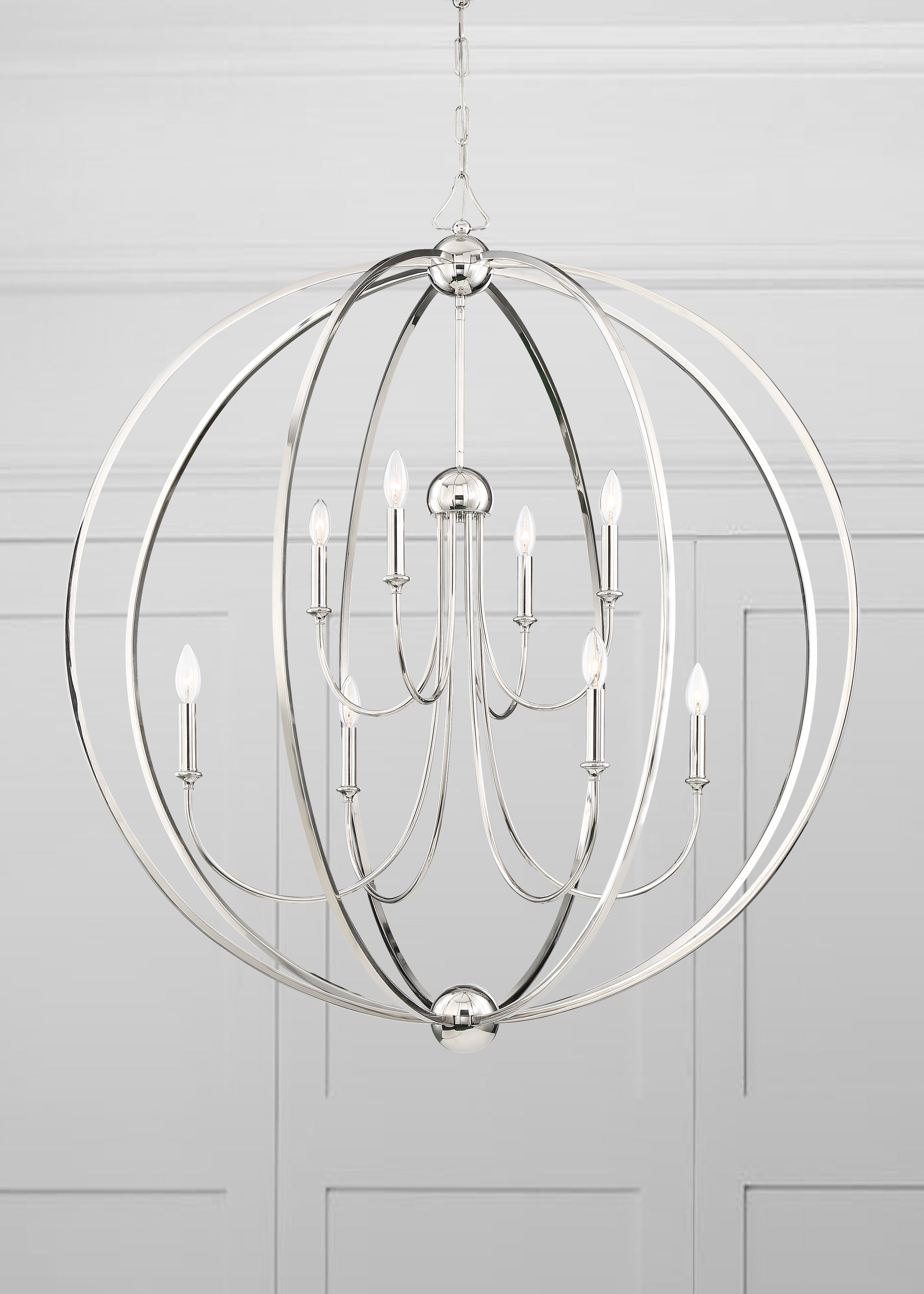 Crystorama Sylvan 2246-PN – 40 Inch – 8 Light – Chandelier – Polished Nickel – Dry Rated