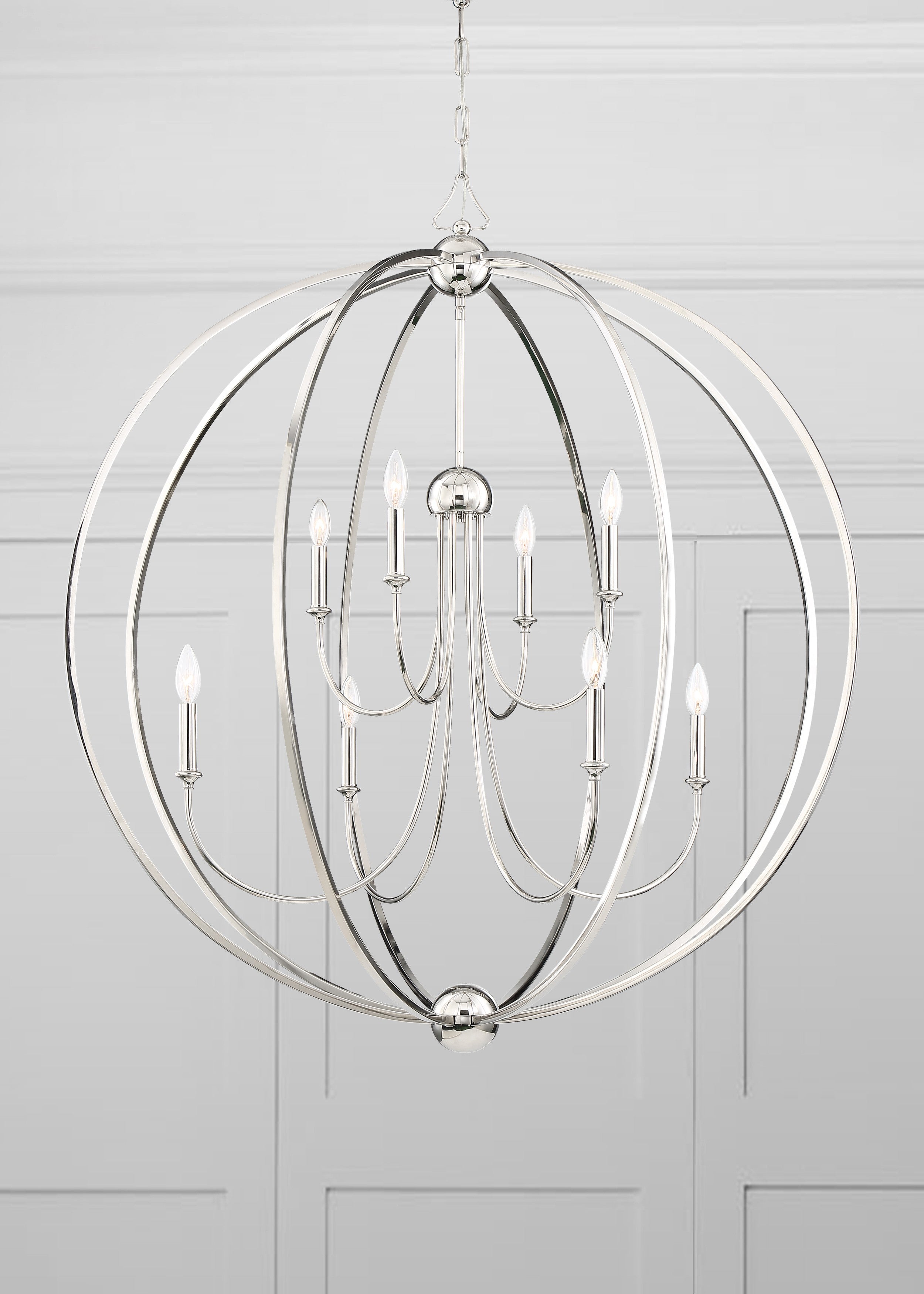 Crystorama Sylvan 2246-PN – 40 Inch – 8 Light – Chandelier – Polished Nickel – Dry Rated