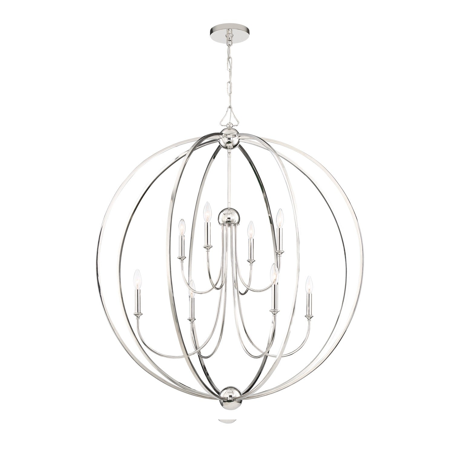 Crystorama Sylvan 2246-PN_NOSHADE – 40 Inch – 8 Light – Chandelier – Polished Nickel – Dry Rated