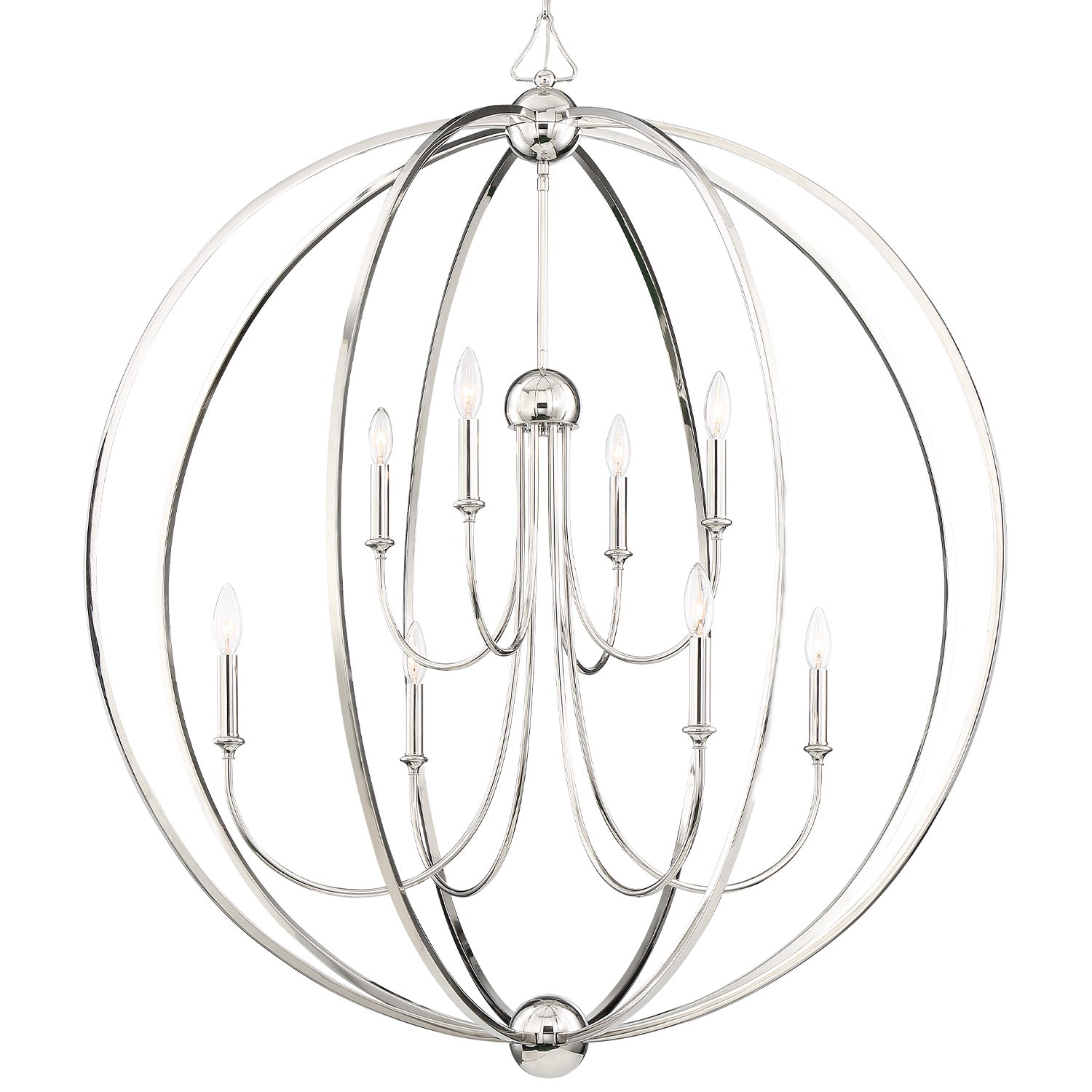 Crystorama Sylvan 2246-PN_NOSHADE – 40 Inch – 8 Light – Chandelier – Polished Nickel – Dry Rated