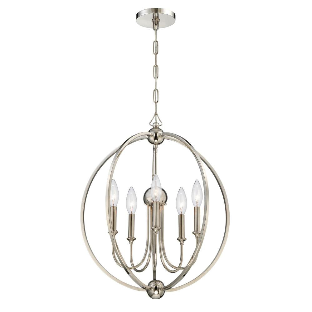 Crystorama SYLVAN 2247-PN_NOSHADE Chandelier Contemporary - Polished Nickel