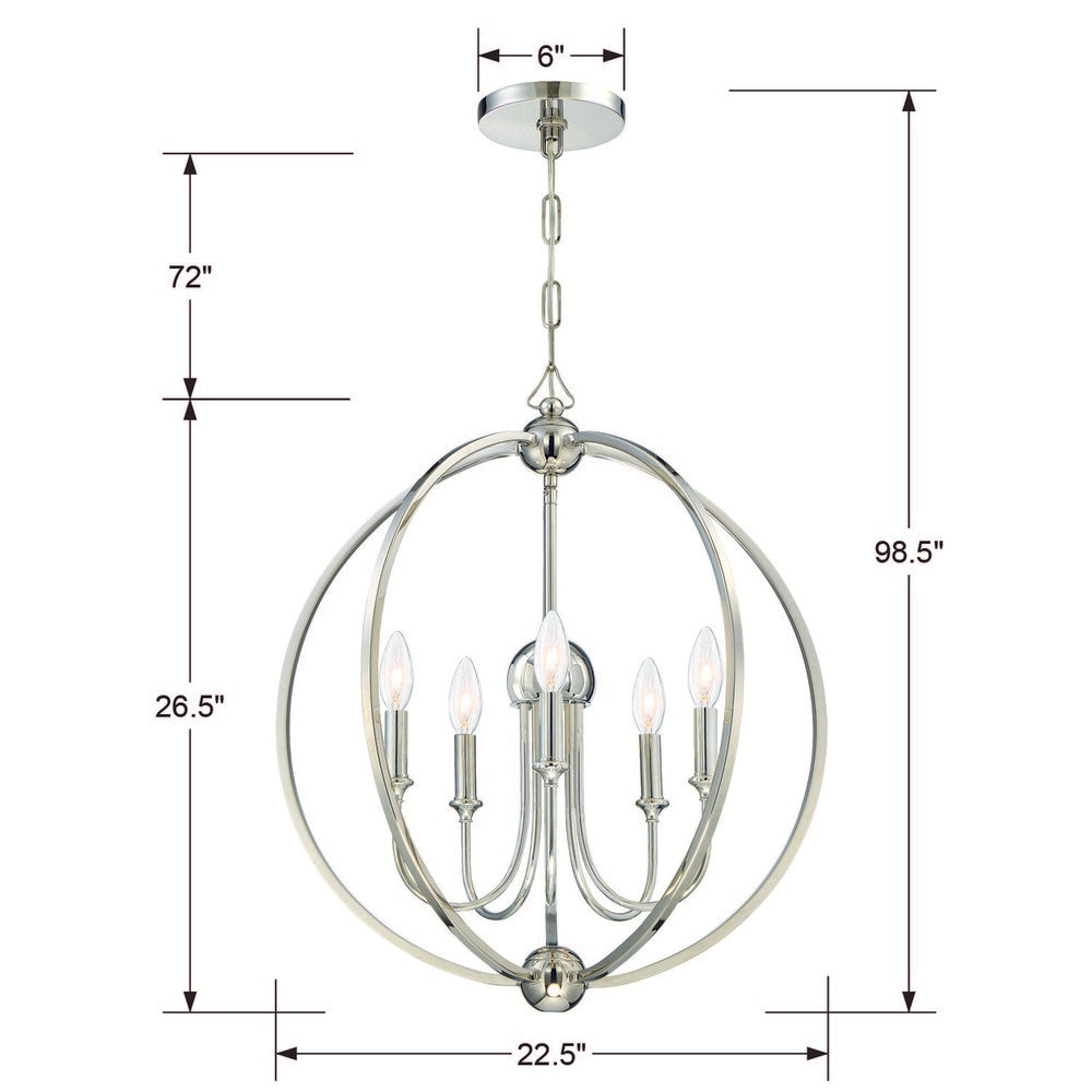 Crystorama SYLVAN 2247-PN_NOSHADE Chandelier Contemporary - Polished Nickel