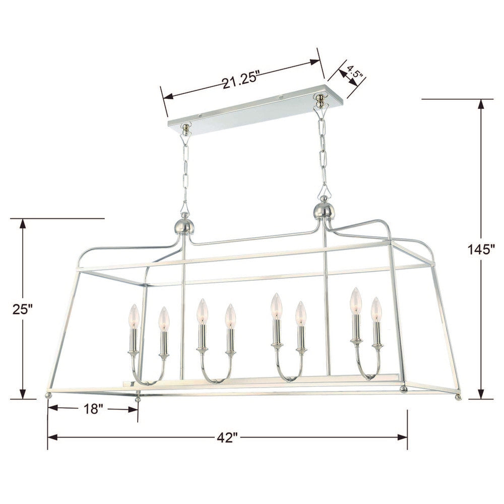 Crystorama SYLVAN 2249-PN_NOSHADE Chandelier Contemporary - Polished Nickel