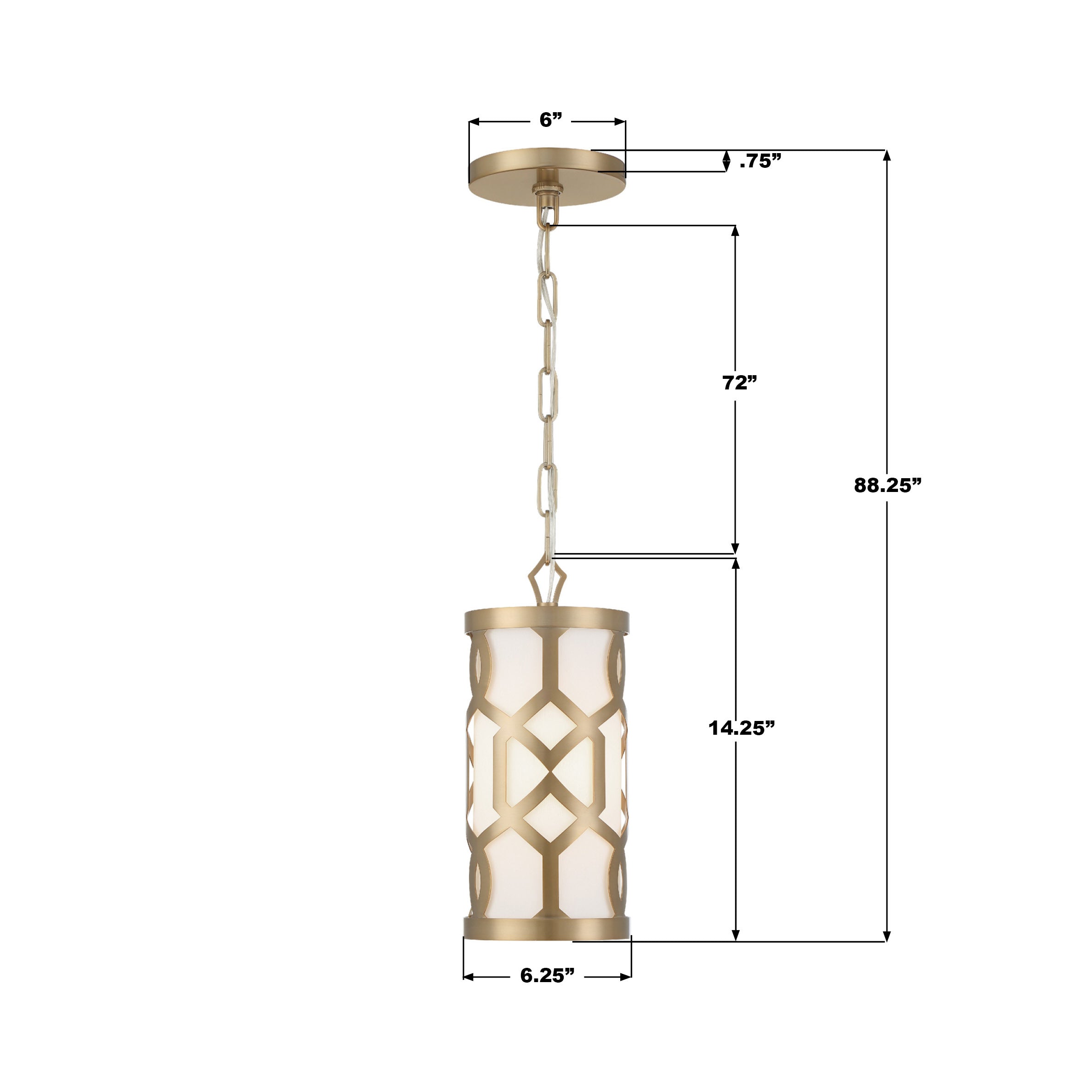 Crystorama Jennings 2260-AG – 6.25 Inch – 1 Light – Pendant Light – Aged Brass – Dry Rated