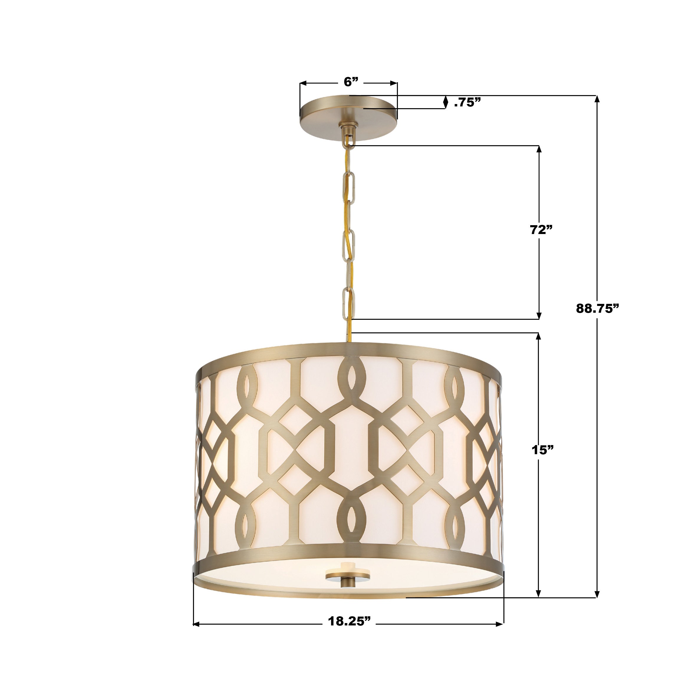 Crystorama Jennings 2265-AG – 18.25 Inch – 3 Light – Pendant Light – Aged Brass – Dry Rated