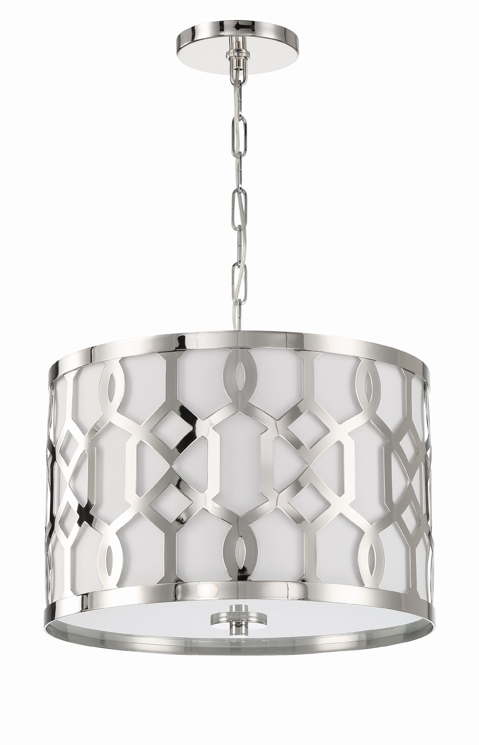 Crystorama Jennings 2265-PN – 18.25 Inch – 3 Light – Pendant Light – Polished Nickel – Dry Rated
