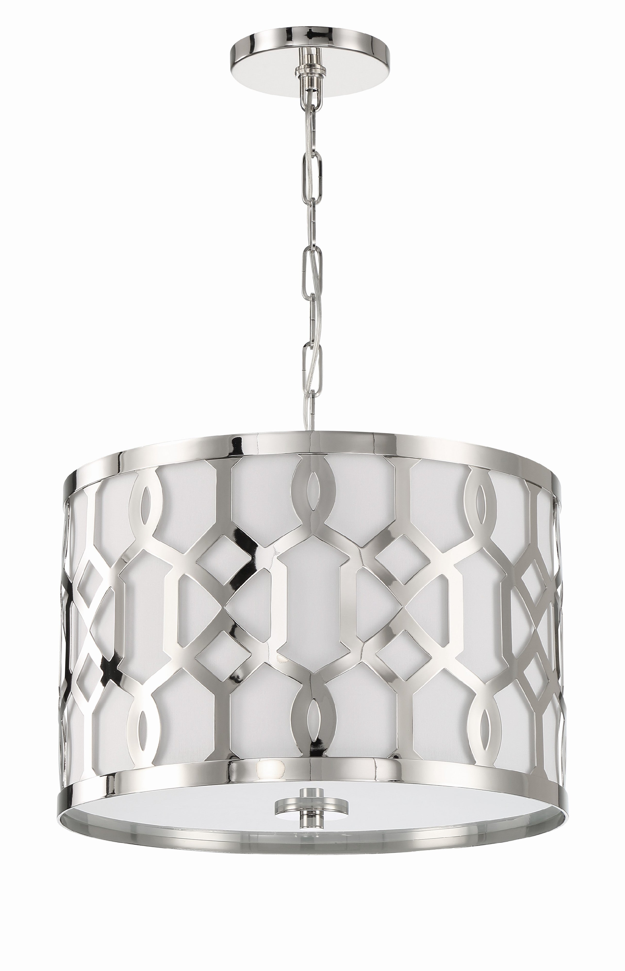 Crystorama Jennings 2265-PN – 18.25 Inch – 3 Light – Pendant Light – Polished Nickel – Dry Rated