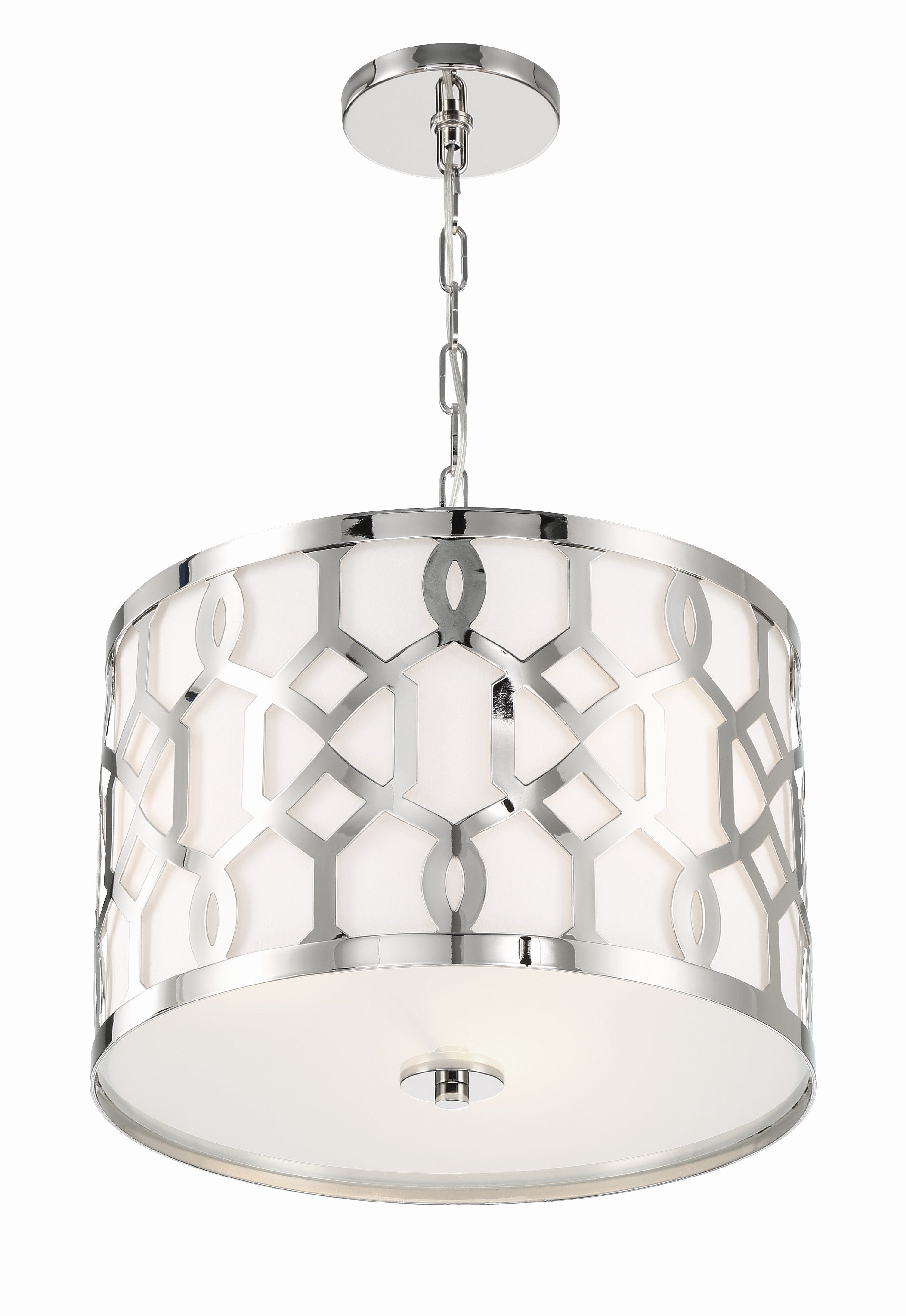 Crystorama Jennings 2265-PN – 18.25 Inch – 3 Light – Pendant Light – Polished Nickel – Dry Rated