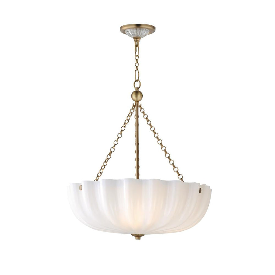 Maxim Lighting 22653WTNAB Bundt 17.75 Inch Semi Flush Mount Light – White/Natural Aged Brass