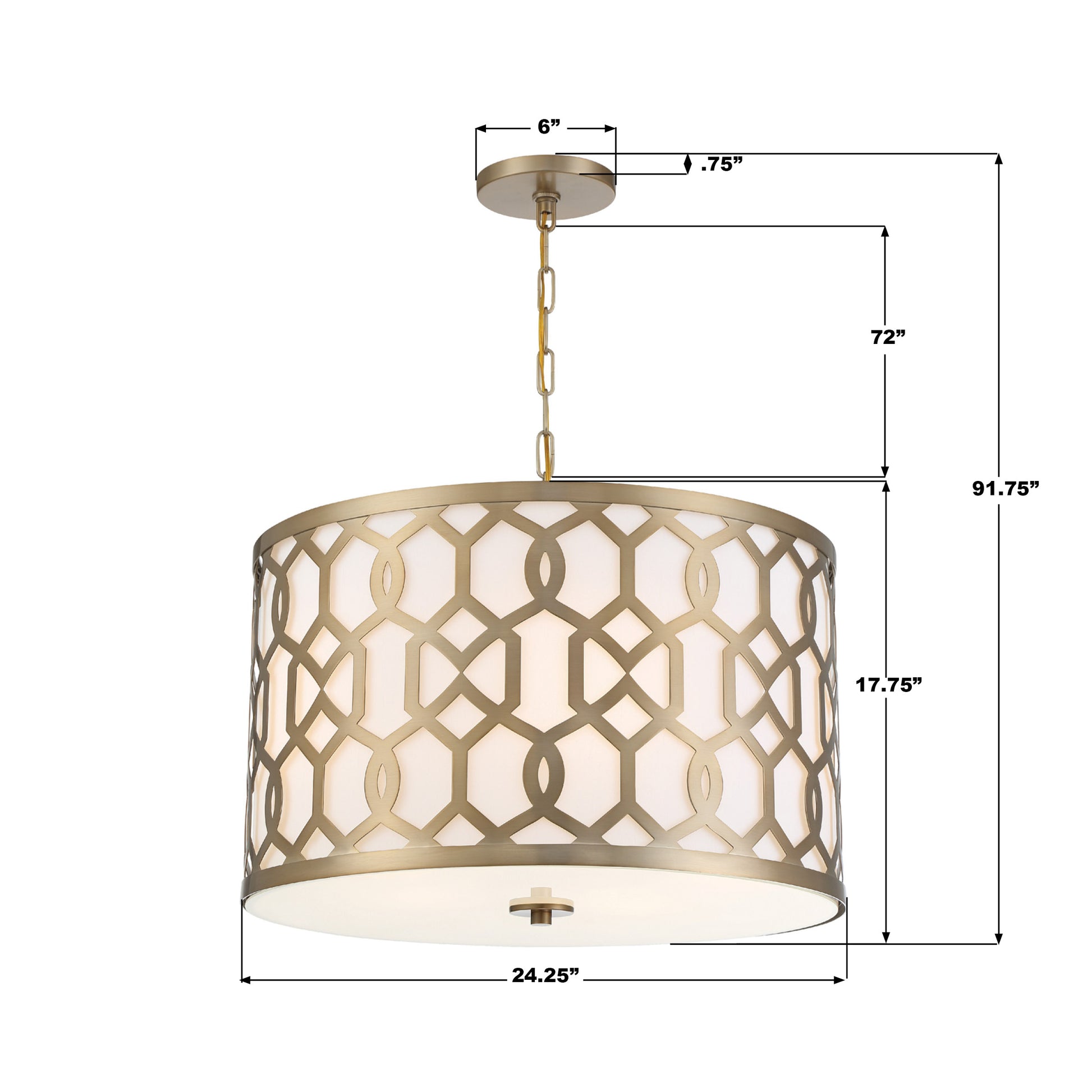 Crystorama Jennings 2266-AG – 24.25 Inch – 5 Light – Pendant Light – Aged Brass – Dry Rated