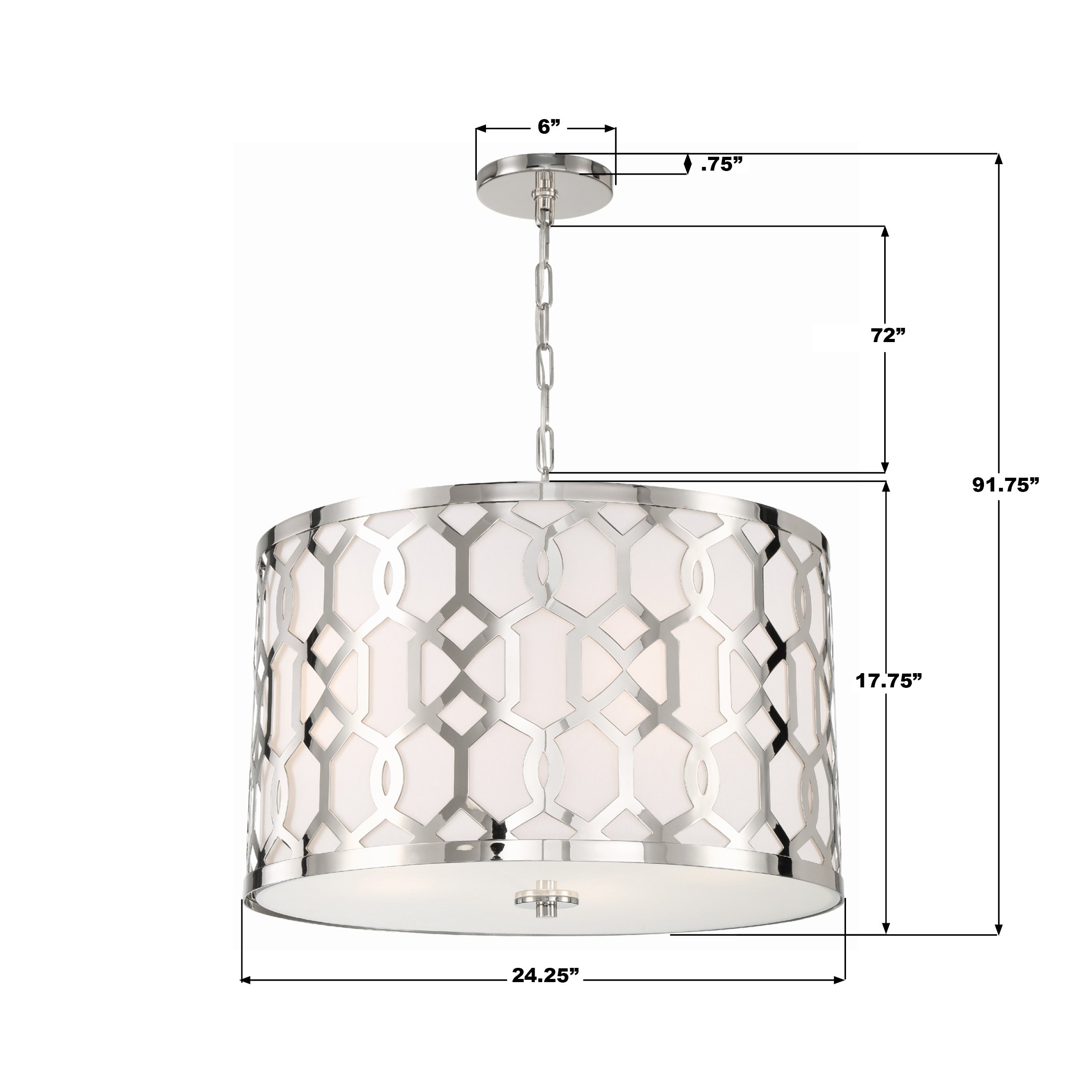 Crystorama Jennings 2266-PN – 24.25 Inch – 5 Light – Pendant Light – Polished Nickel – Dry Rated